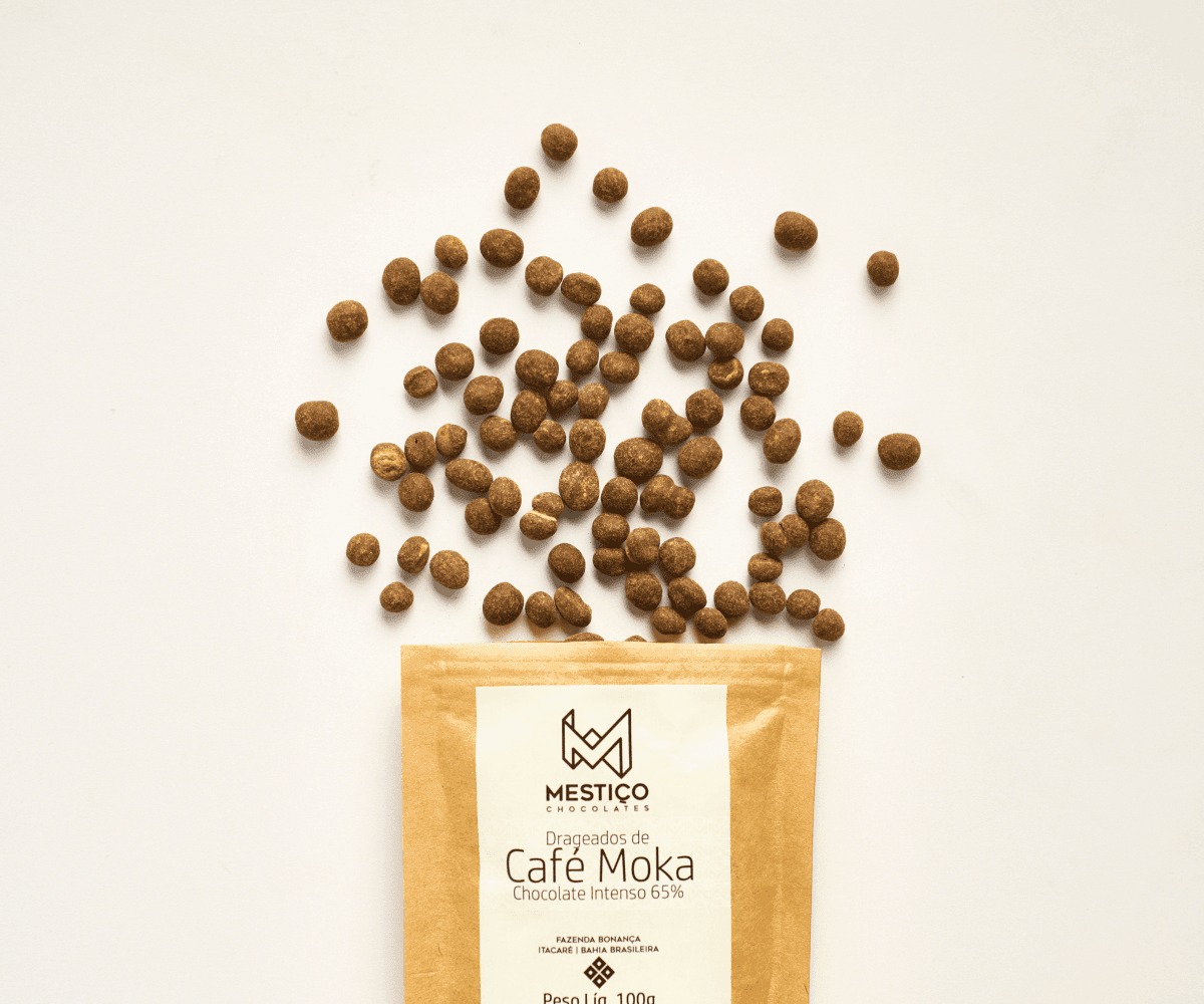 Drageado de café moka com chocolate 65% intenso 100g
