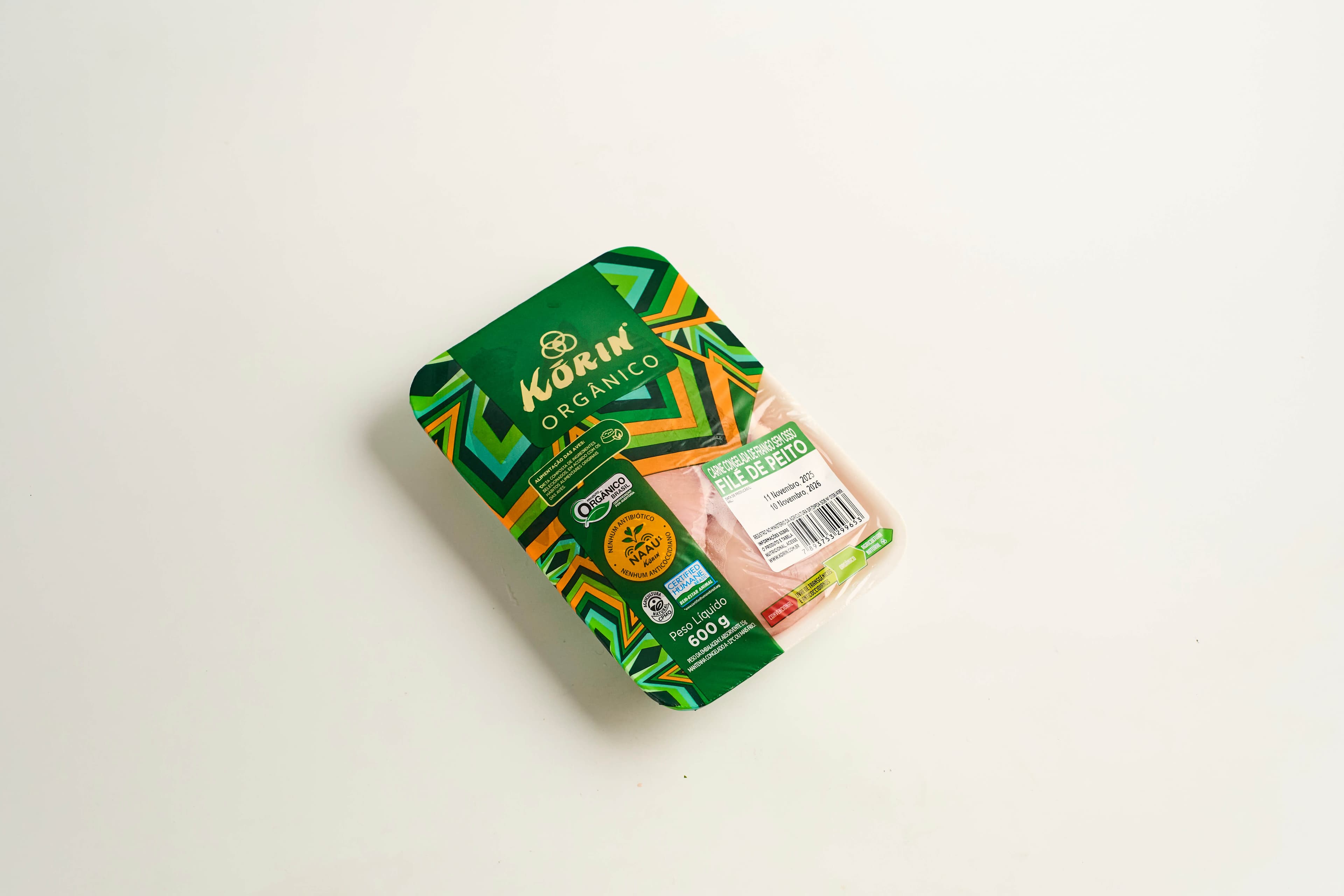 Filé de peito orgânico sem osso congelado 600g