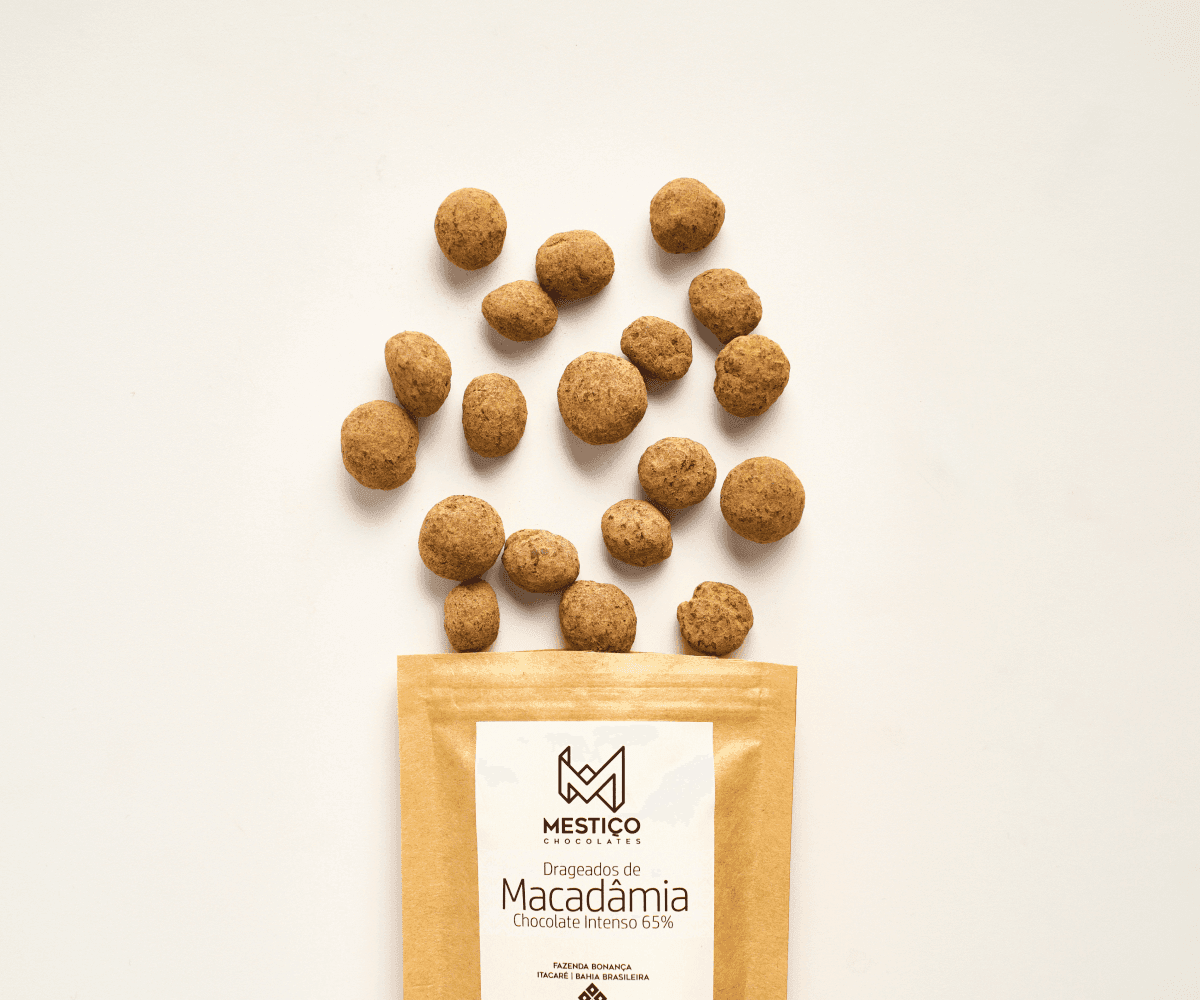 Drageado de macadâmia com chocolate 65% intenso 100g