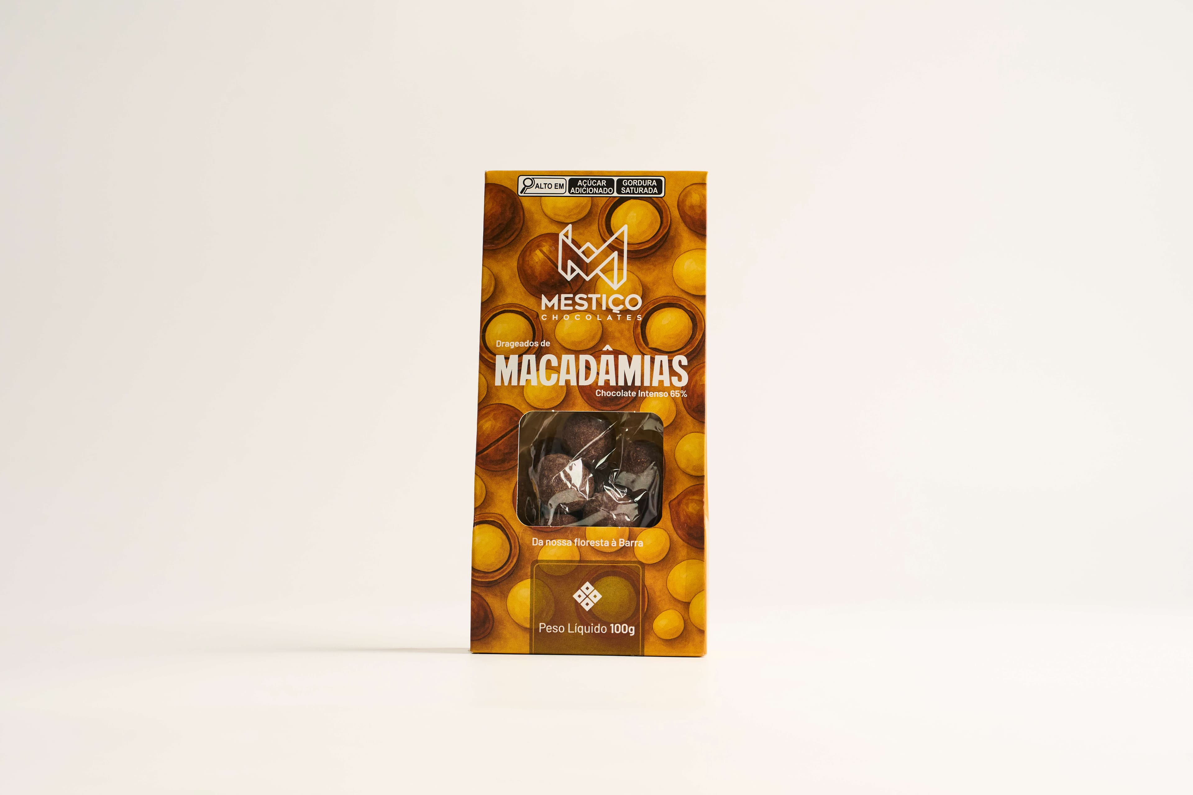 Drageado de macadâmia com chocolate 65% intenso 100g