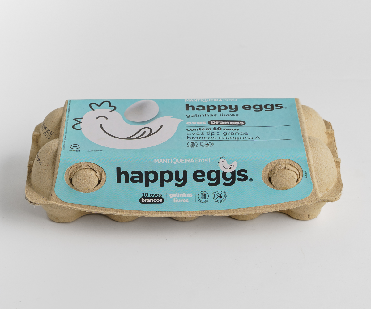 Ovos brancos grandes Happy Eggs 10 unidades
