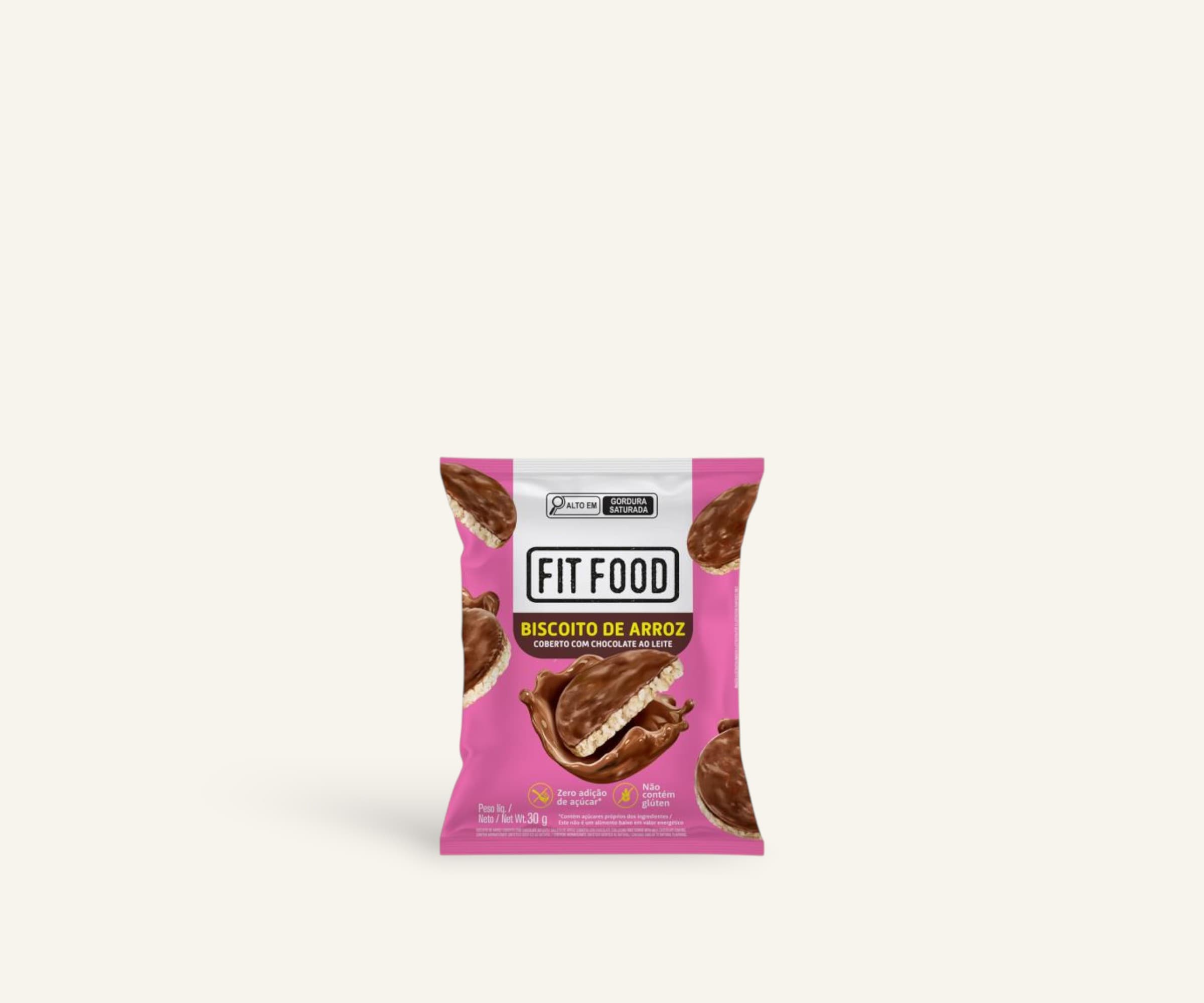 Biscoito de arroz coberto com chocolate ao leite Fit Food 30g