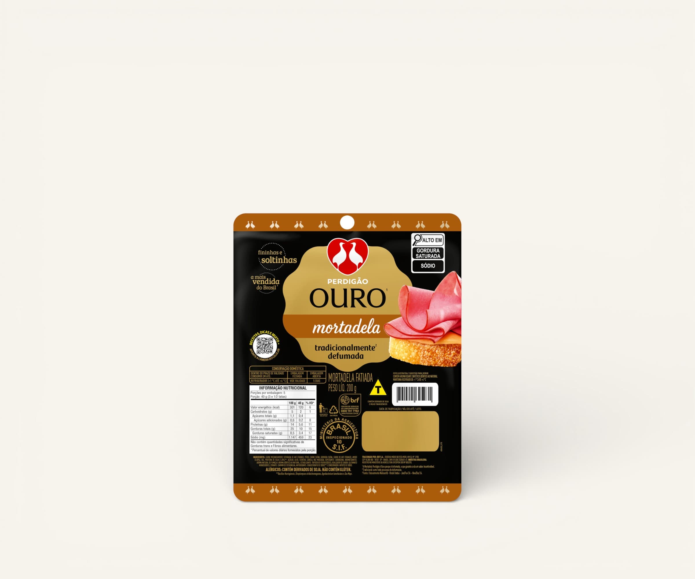 Mortadela Ouro defumada fatiada Perdigão 200g