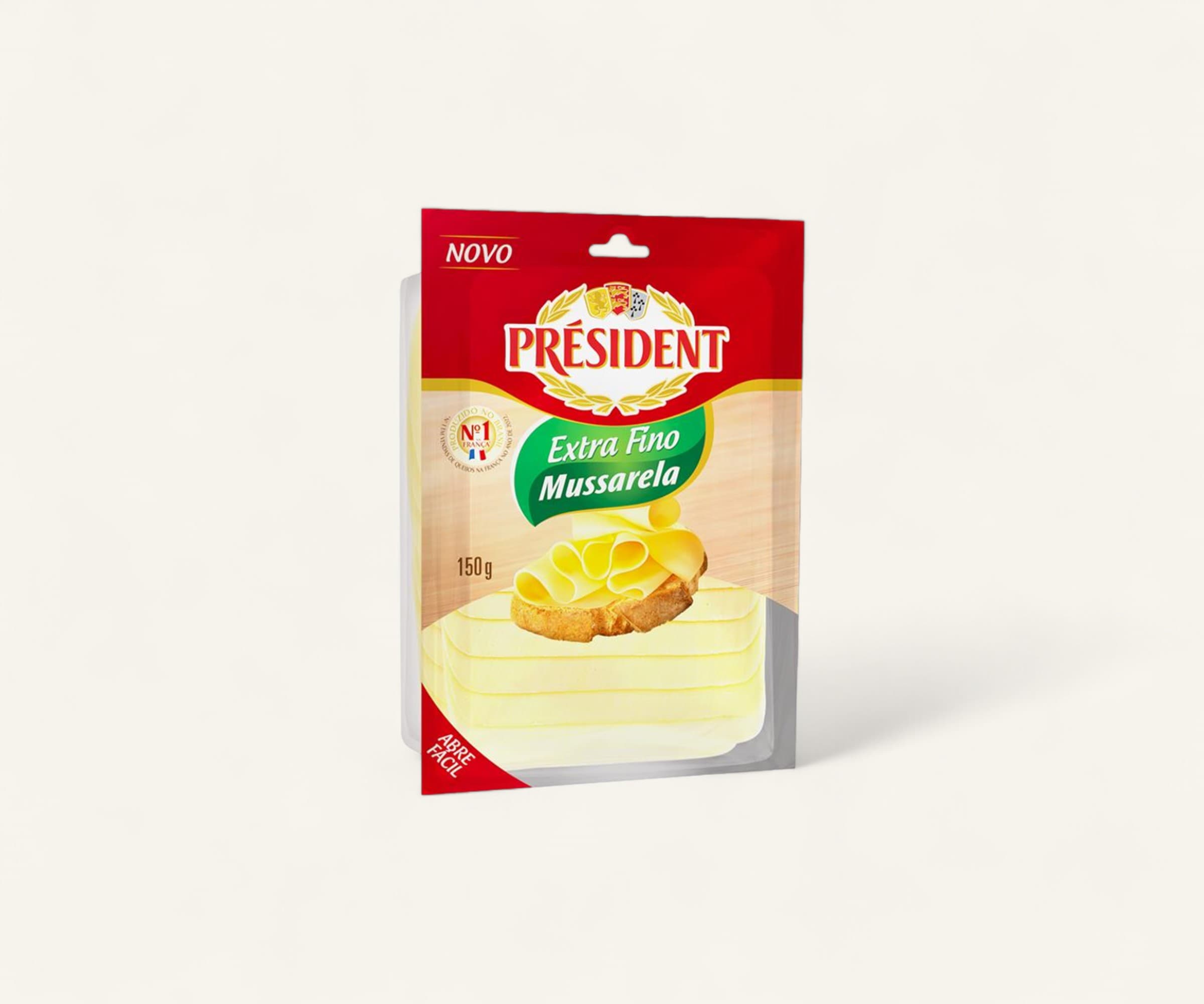 Queijo mussarela fatiado extra fino Président 150g
