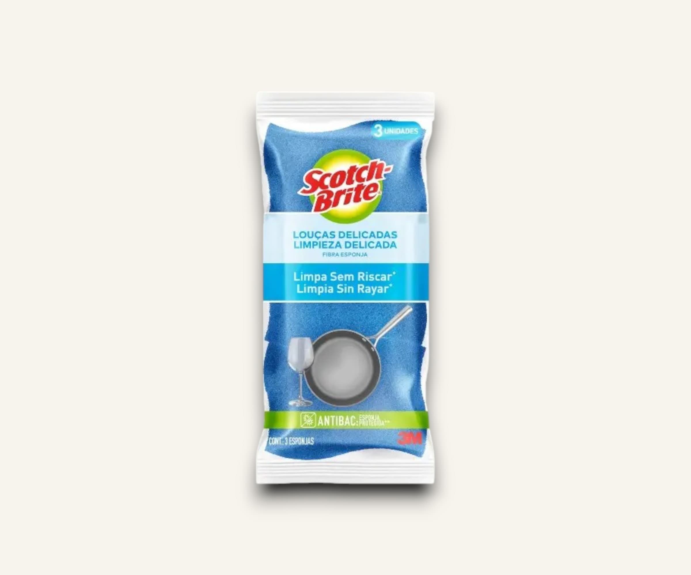 Esponja azul louças delicadas antibac Scotch-Brite 2un