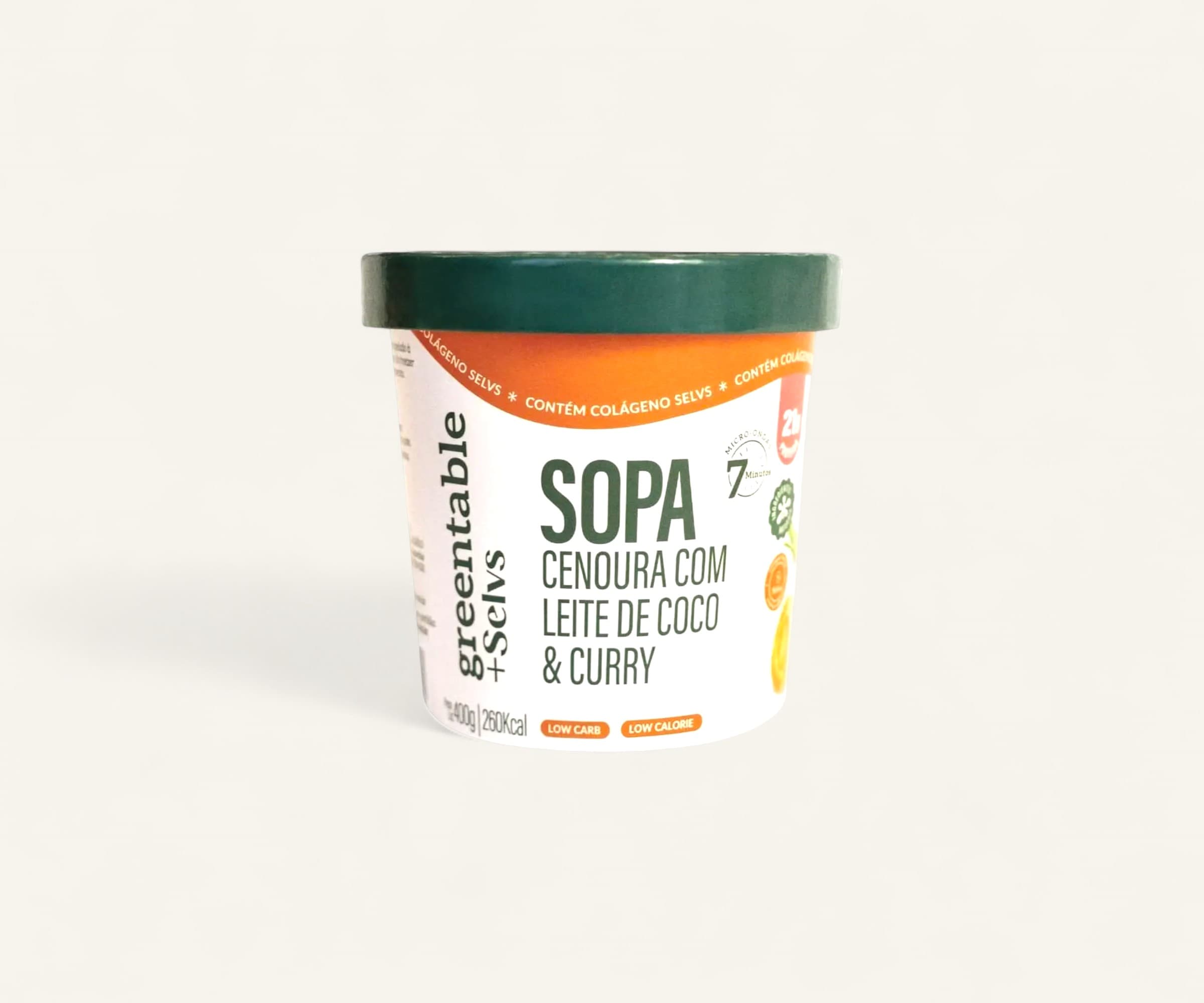 Sopa de cenoura com leite de coco e curry 400g