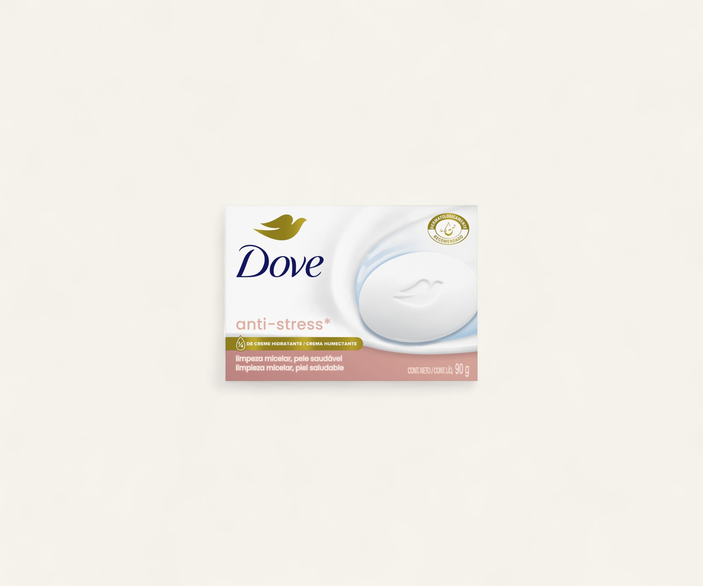 Sabonete hidratante em barra anti-stress limpeza micelar Dove 90g
