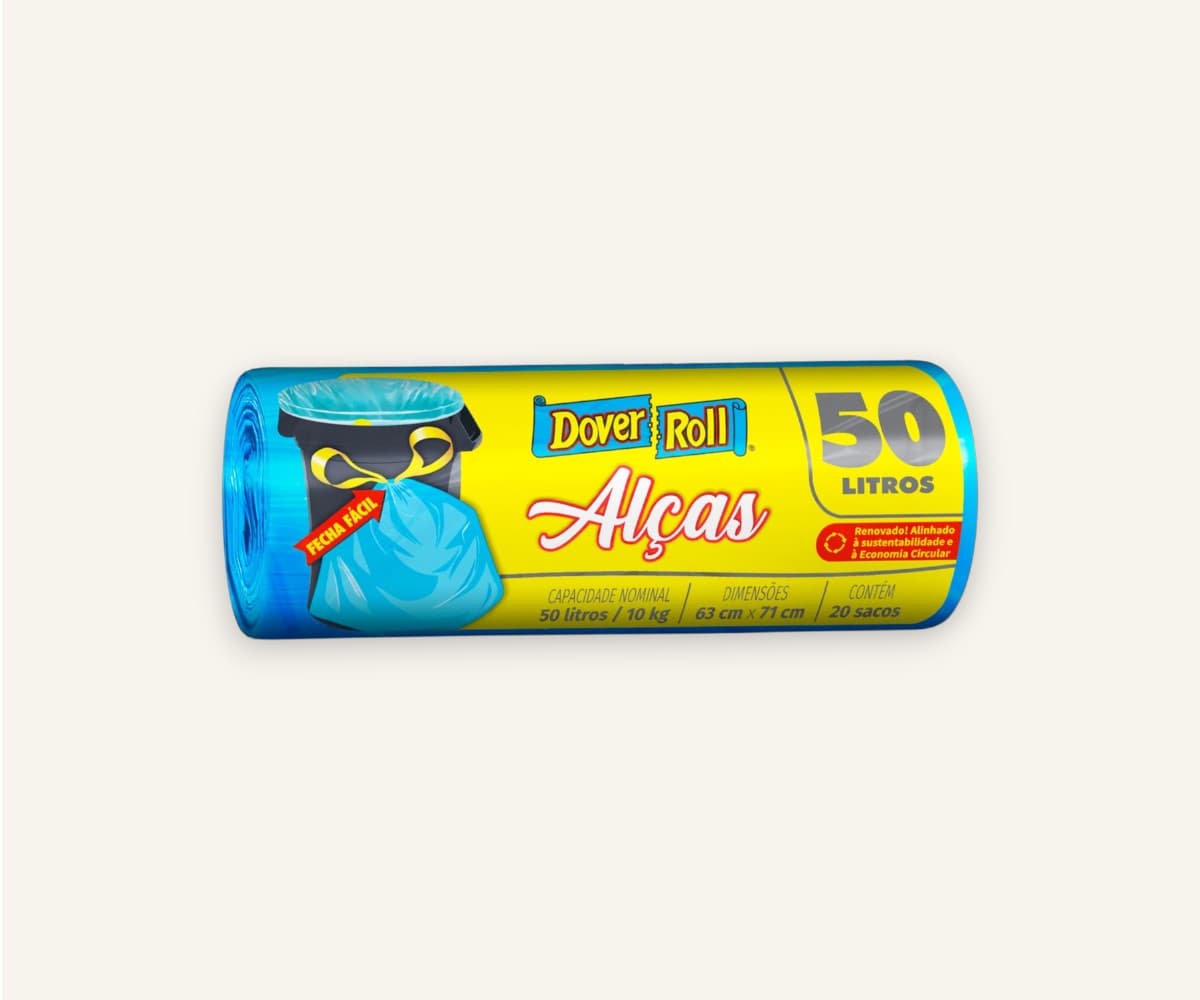 Saco de lixo super forte com alças 50l com 20un