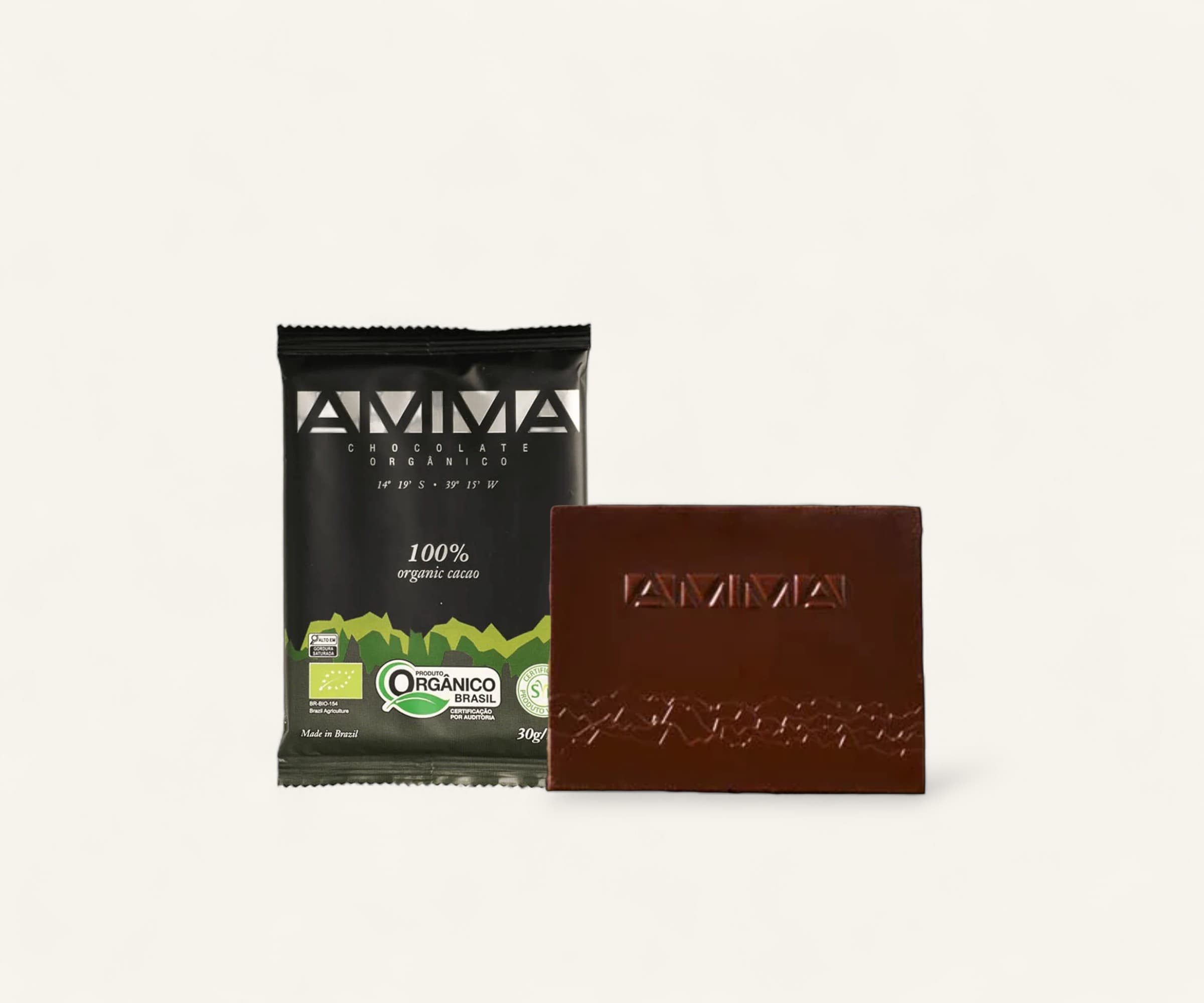 Chocolate orgânico 100% cacau AMMA 30g