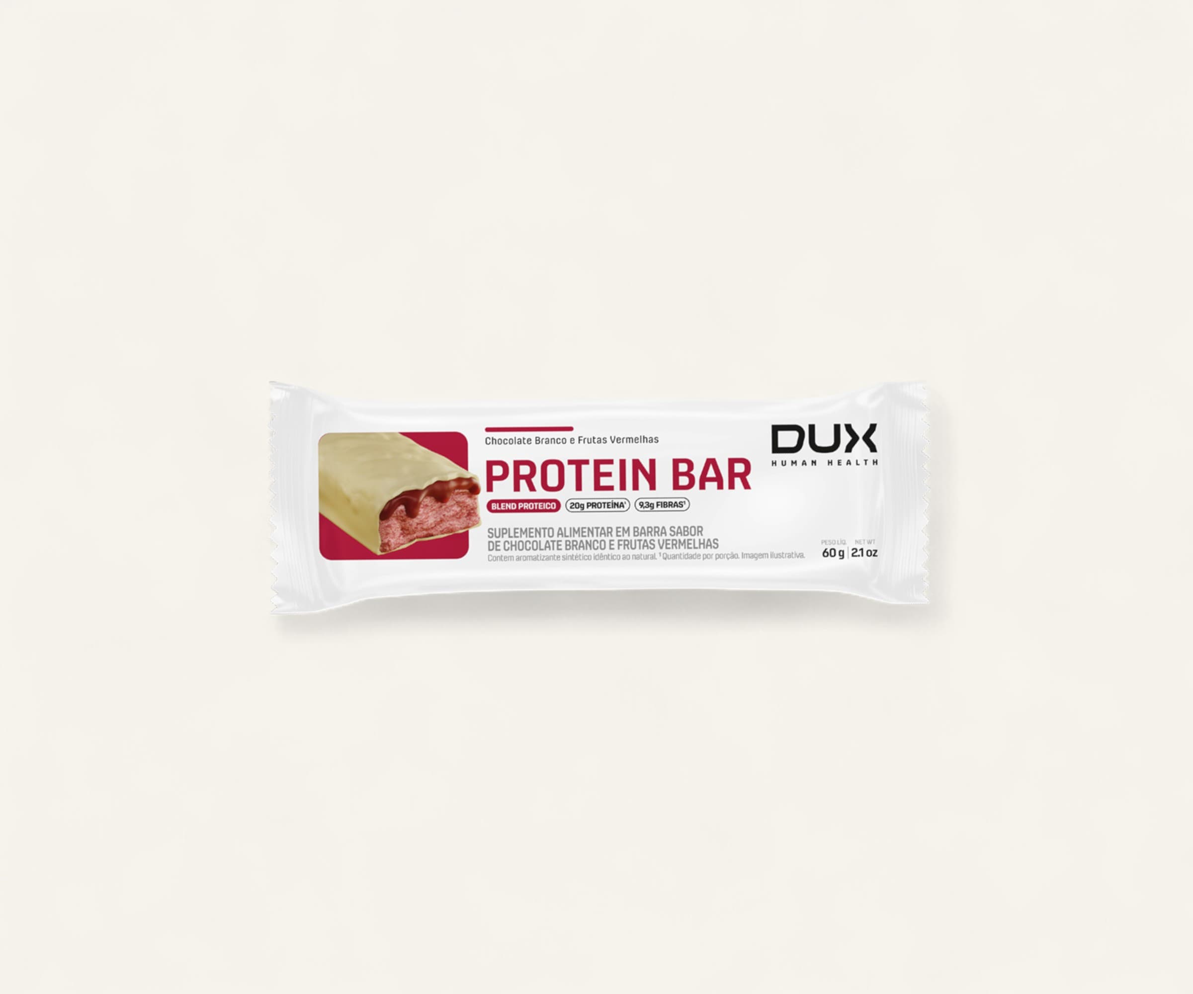 Barra de proteína 20g Protein Bar Dux sabor frutas vermelhas 60g