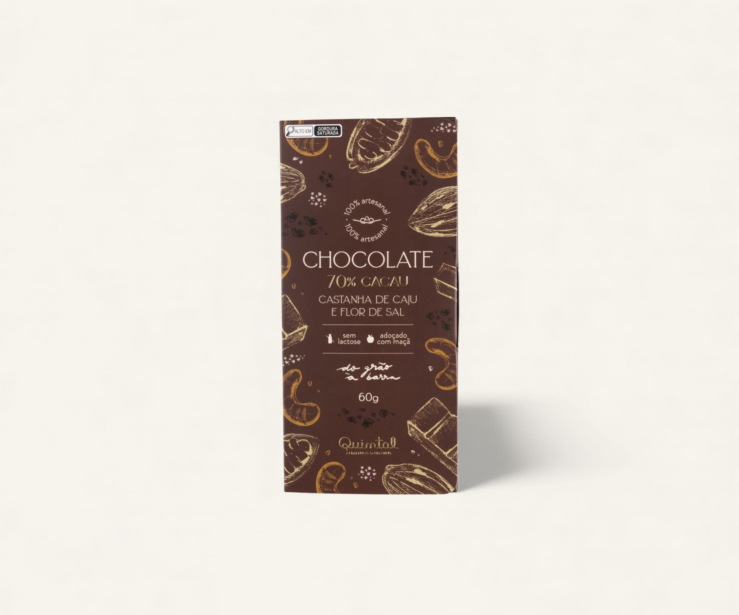 Chocolate 70% cacau com castanha de cau e flor de sal 60g