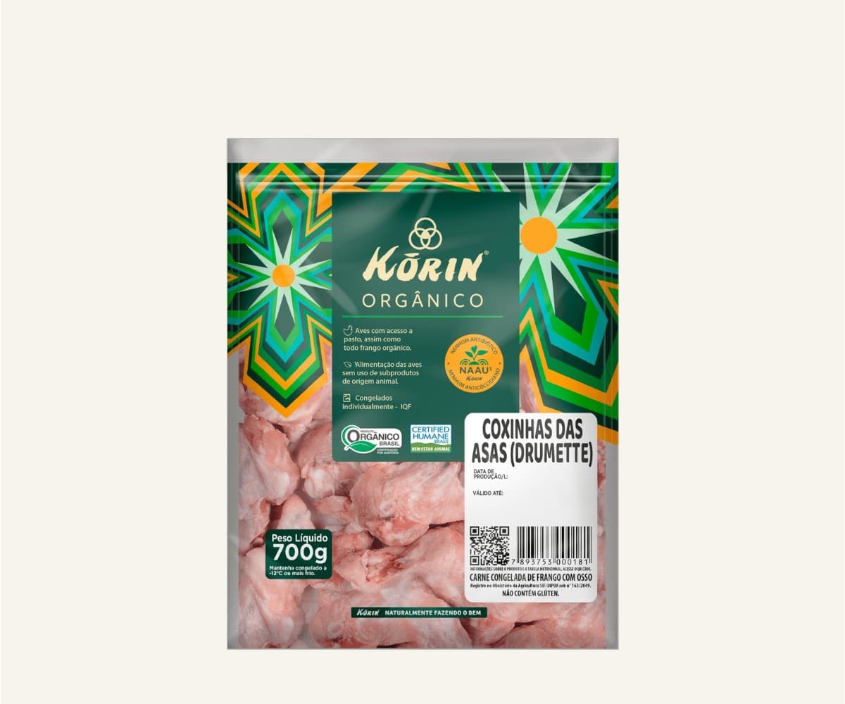Coxinha orgânica drumette congelado 700g