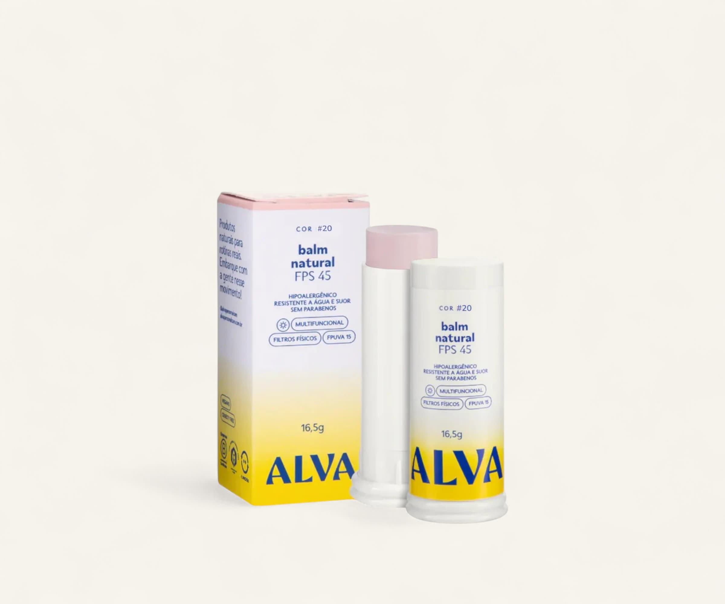 Balm facial natural FPS 45 cor #20 Alva 16,5g