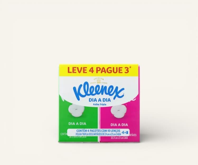 Kit lenços de papel de bolso Kleenex 4un com 10 lenços cada