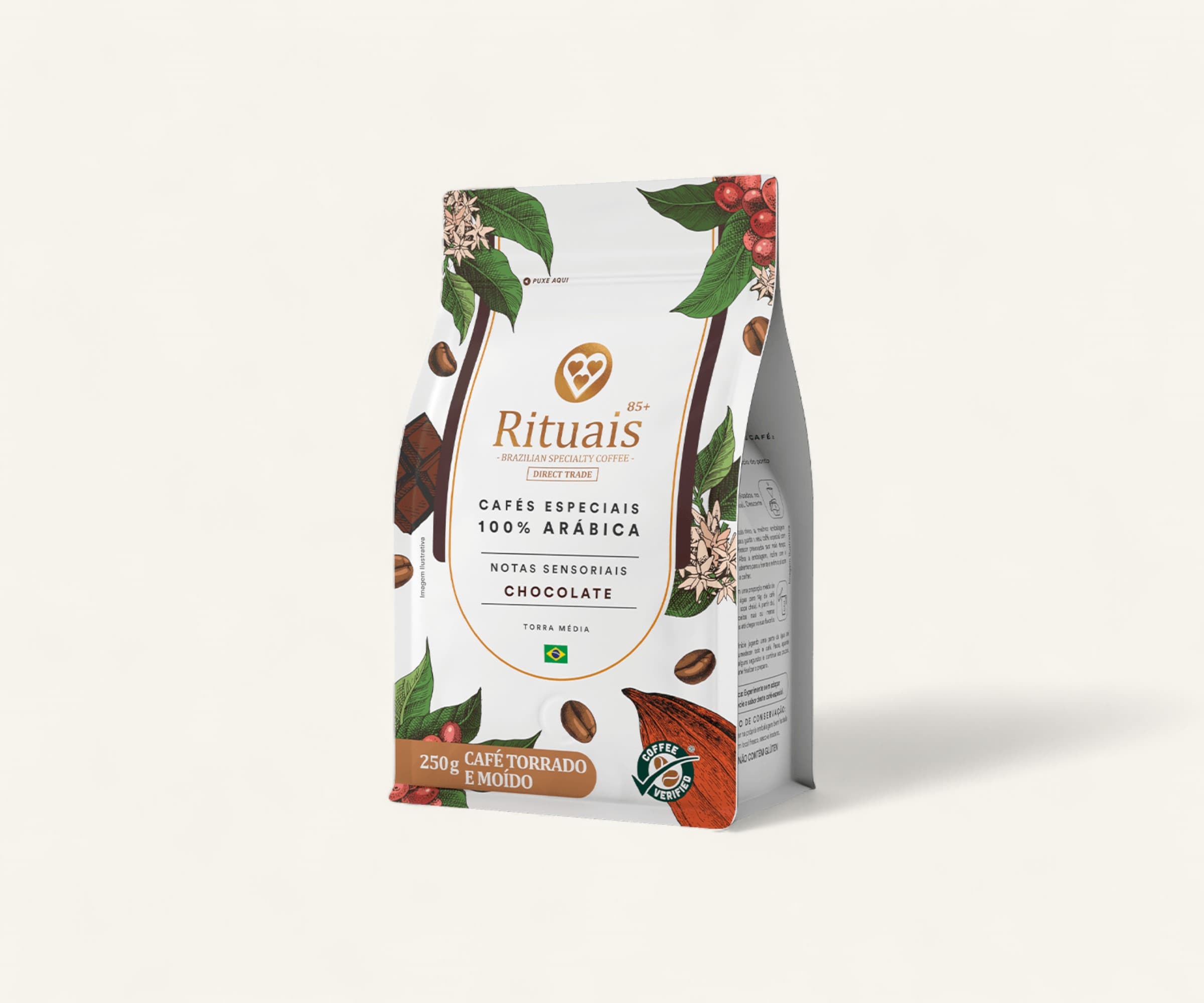 Café torrado e moído rituais chocolate 3 corações 250g