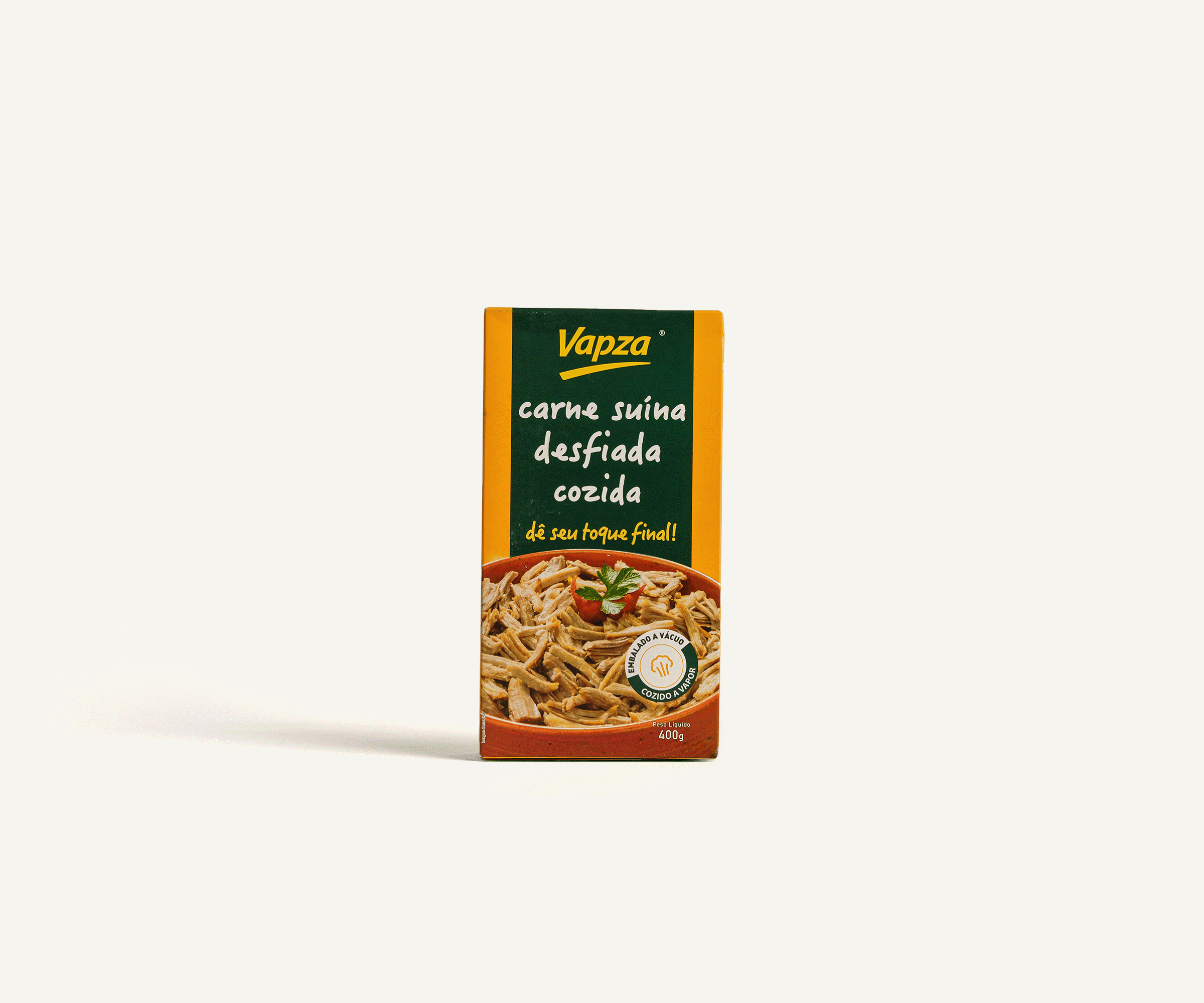 Carne suína desfiada cozida Vapza 400g