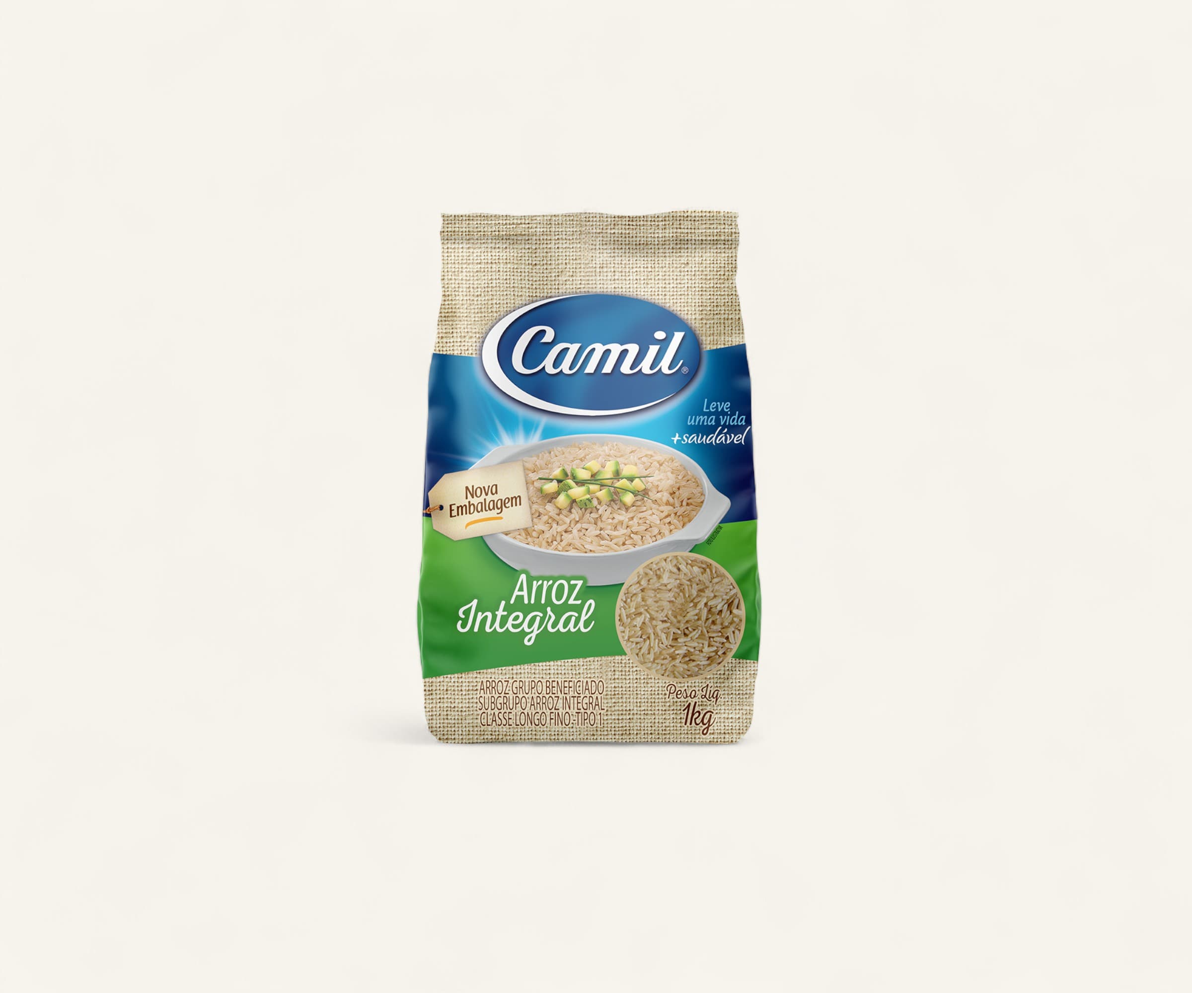 Arroz integral longo fino Camil 1kg