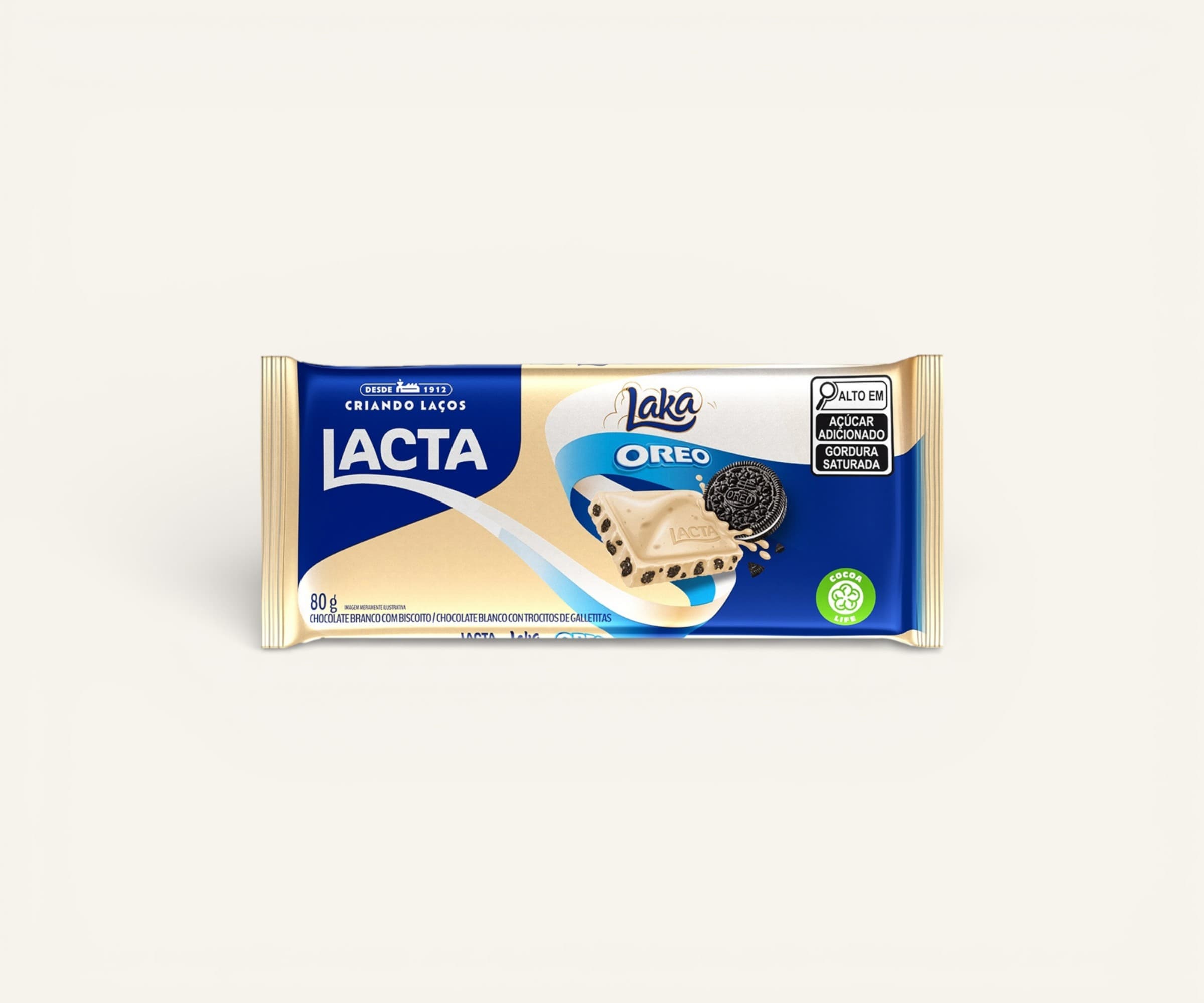 Chocolate branco Laka com pedaços de Oreo 80g