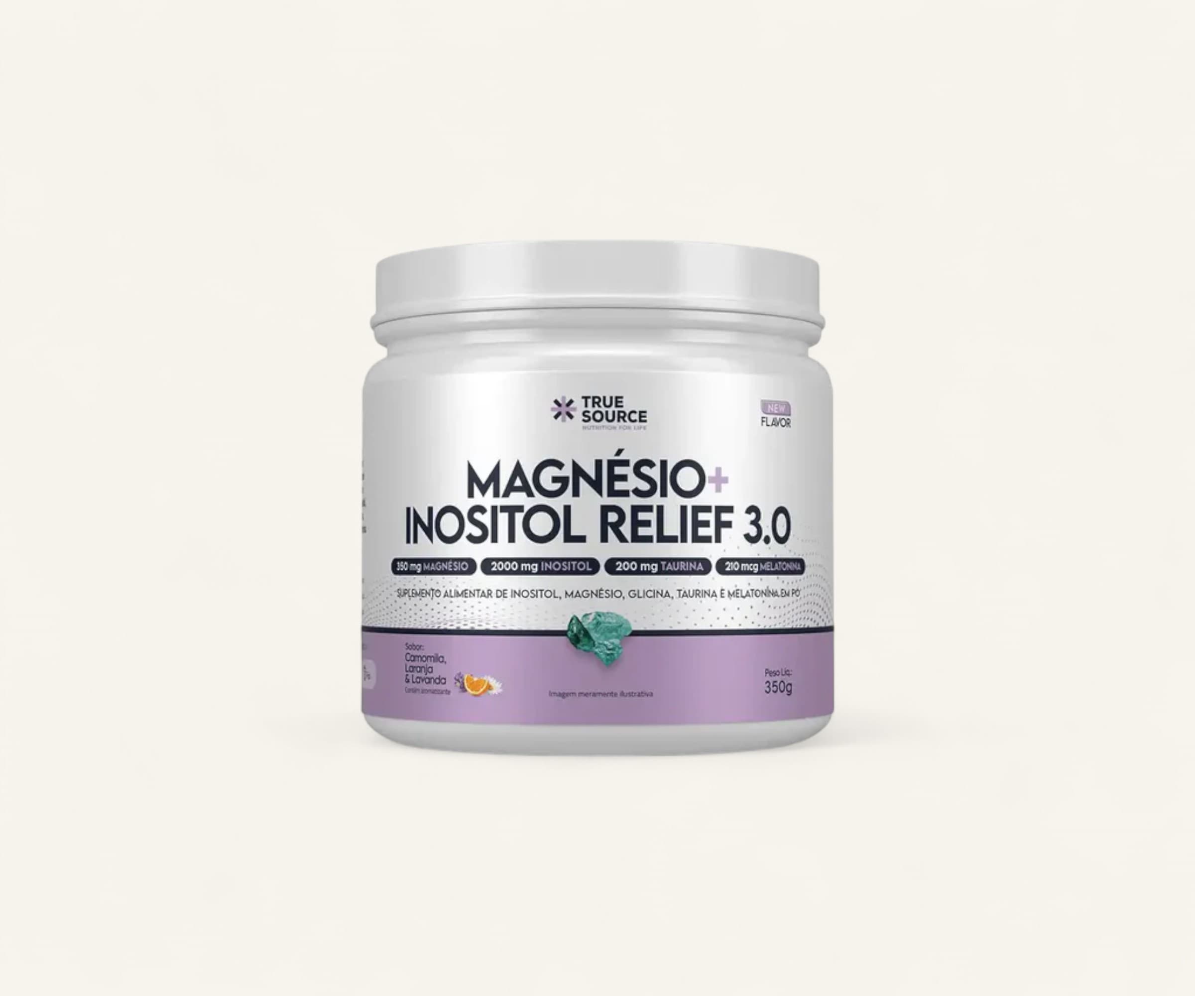 Suplemento alimentar Magnésio + Inositol Relief 3.0 sabor camomila e lavanda 350g