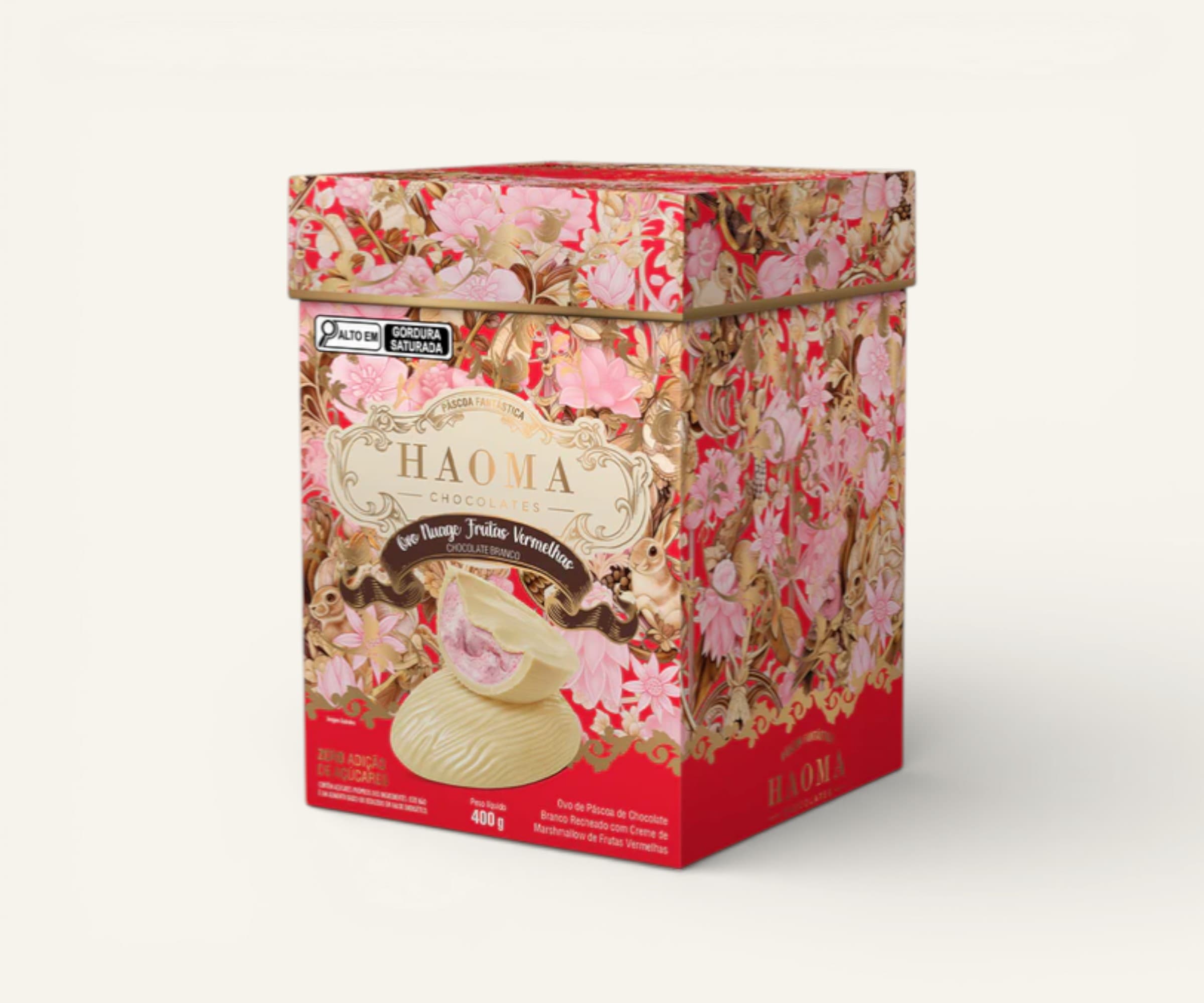 Ovo de Páscoa chocolate branco Nuage frutas vermelhas Haoma 400g
