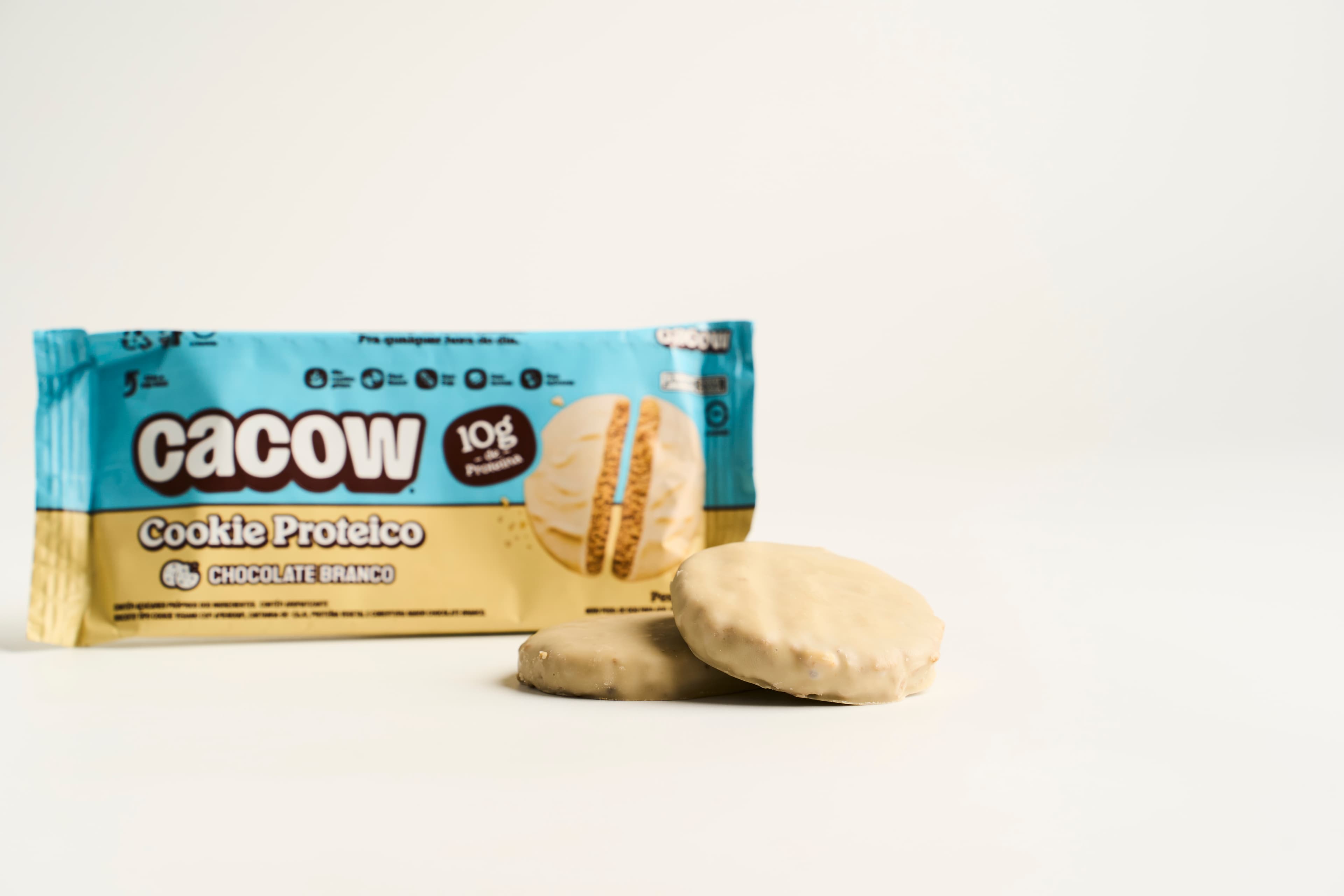 Cookie proteico 10g sabor chocolate branco 40g