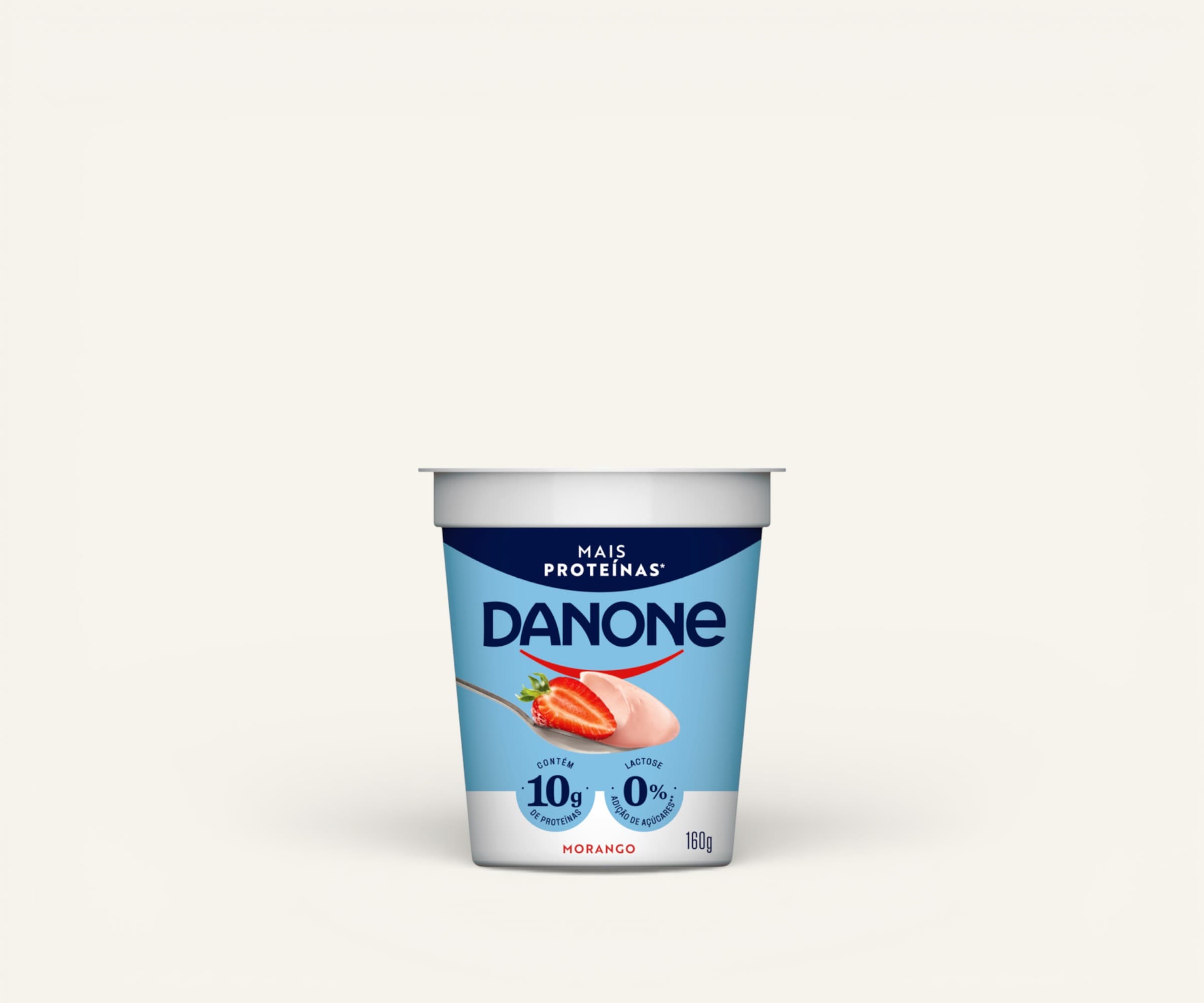 Iogurte natural semidesnatado com 10g de proteína zero lactose com preparado de morango Danone 160g