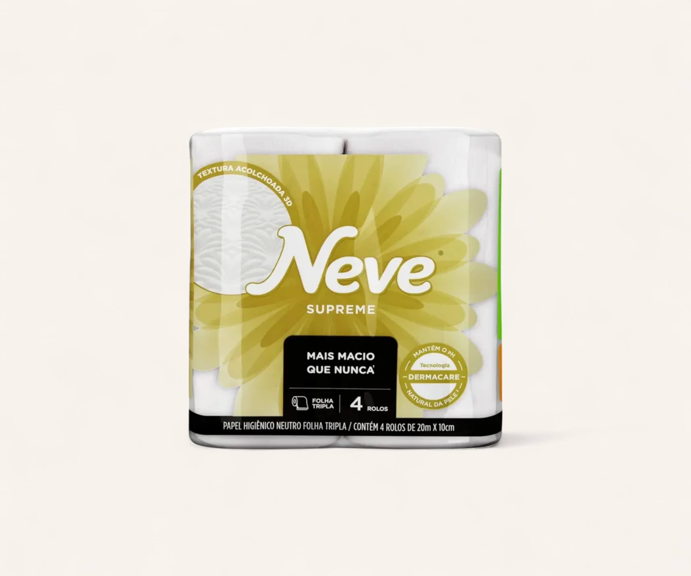 Papel higiênico folha tripla Supreme 20m Neve 4un