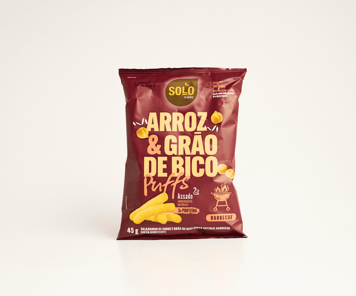 Snack puffs arroz e grão-de-bico barbecue 45g