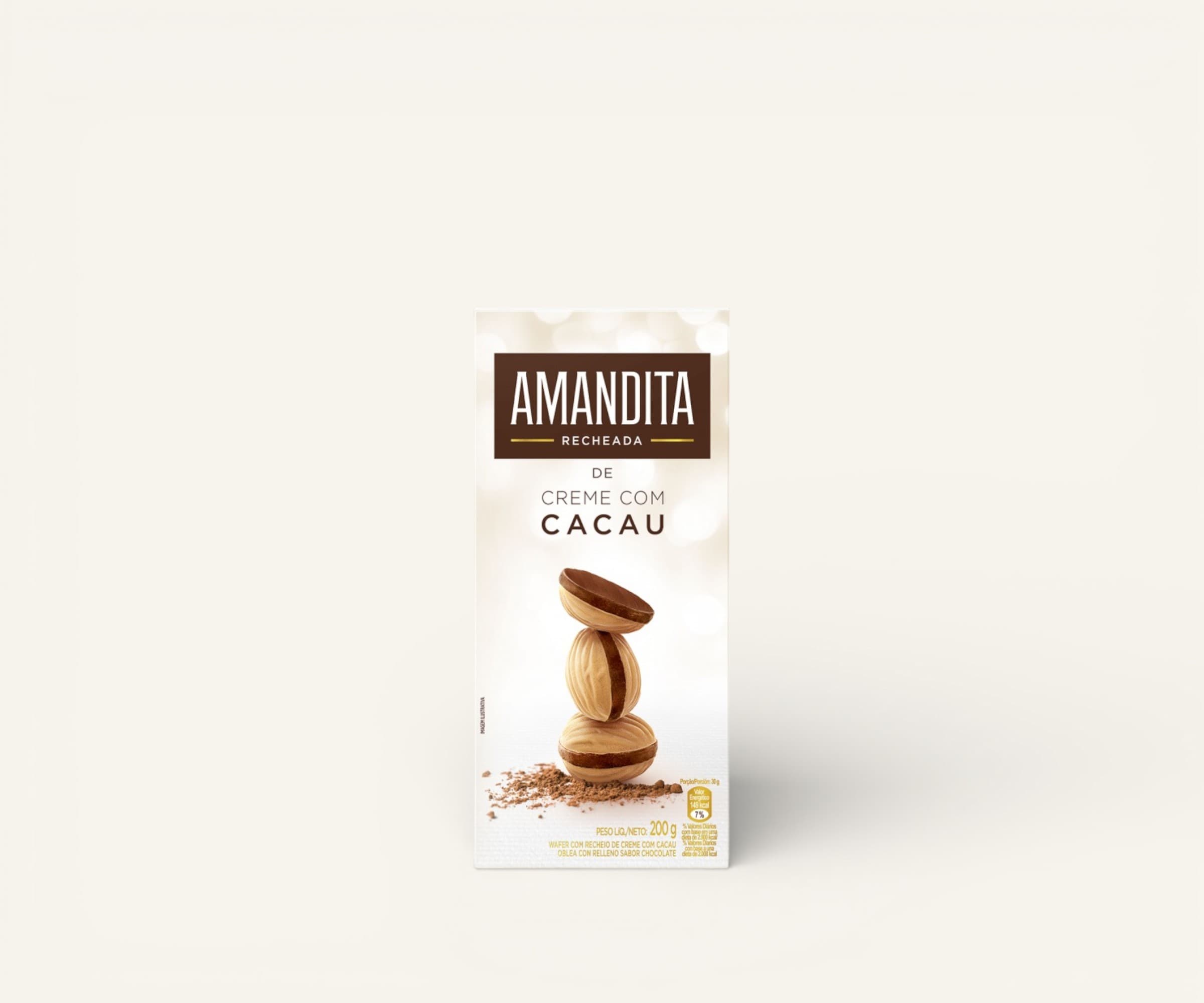 Wafer com recheio de creme com cacau Amandita 200g