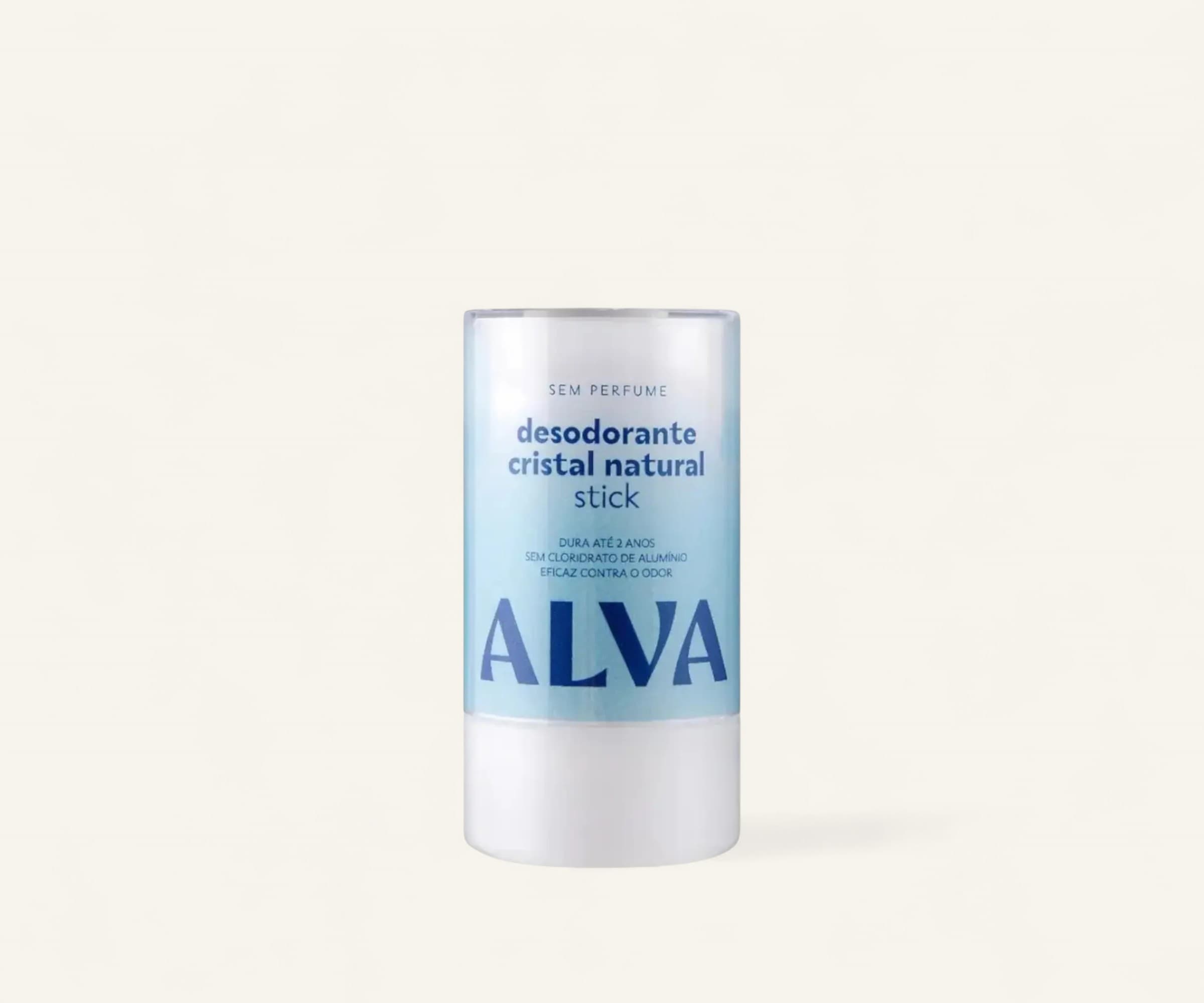 Desodorante cristal natural em stick sem perfume Alva 120g