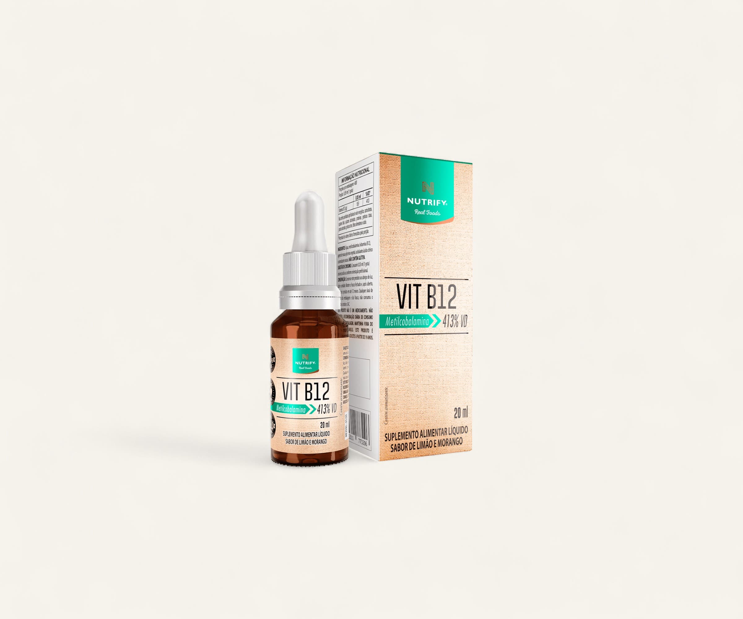 Suplemento alimentar Vit B12 413 sabor limão e morango 20ml