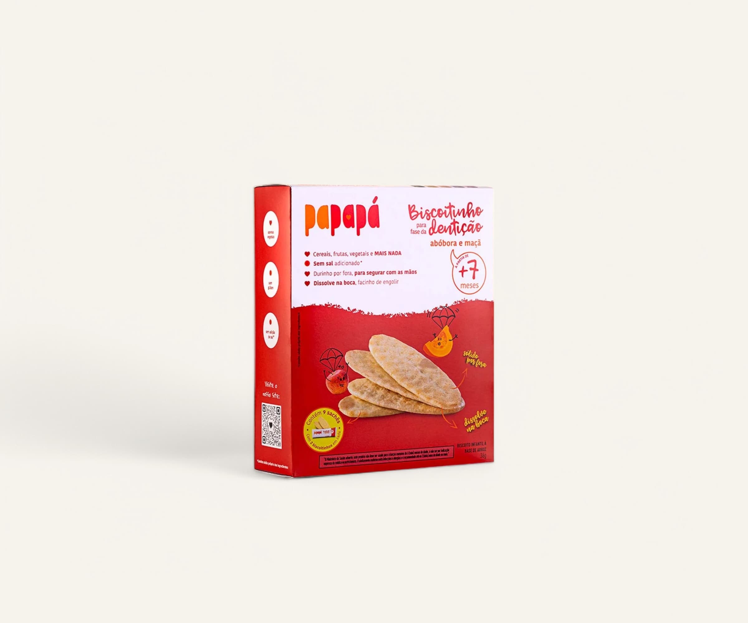 Biscoitinho para fase de dentição abóbora e maçã Papapá 36g