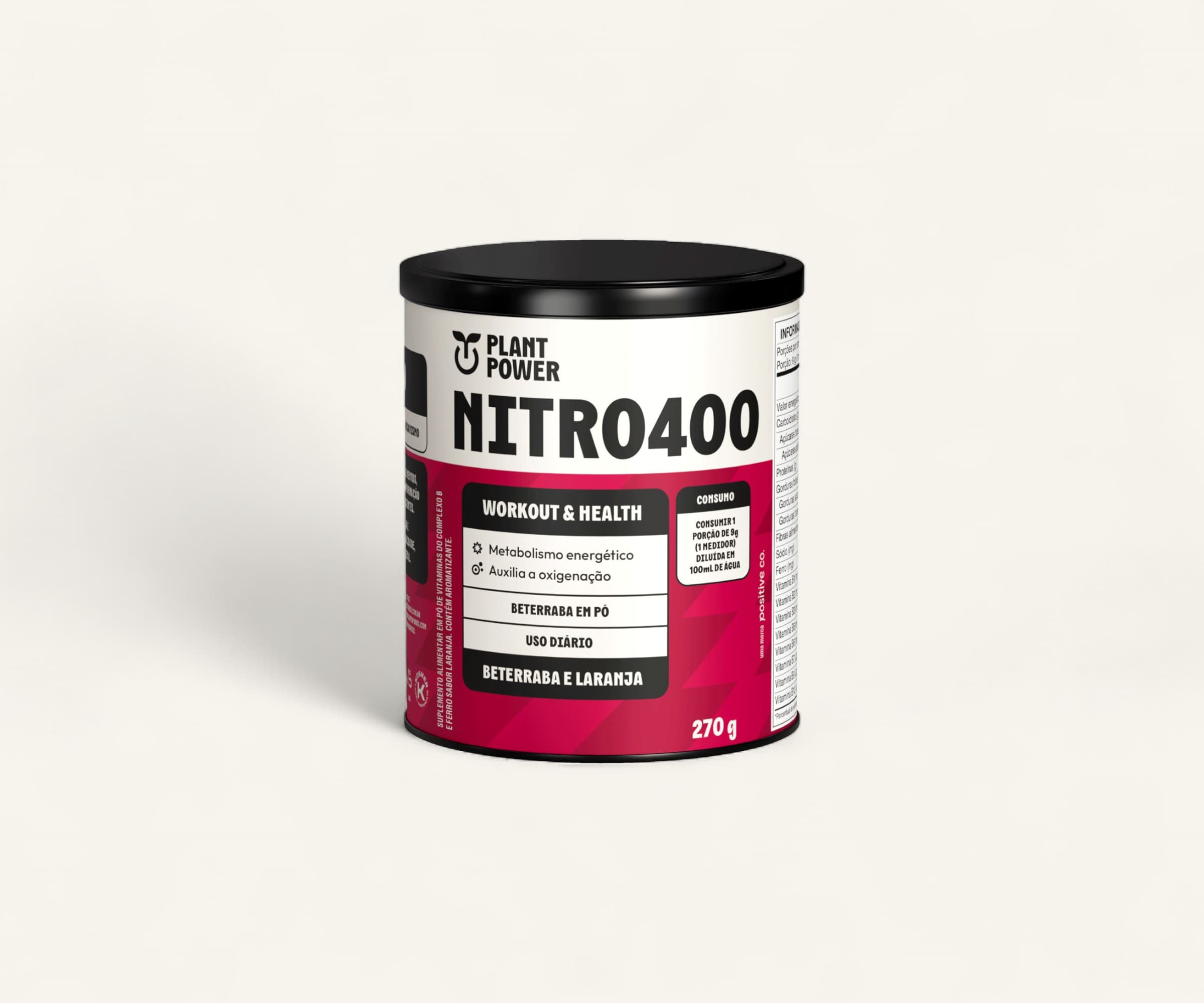 Suplemento alimentar Nitro400 sabor beterraba e laranja 270g