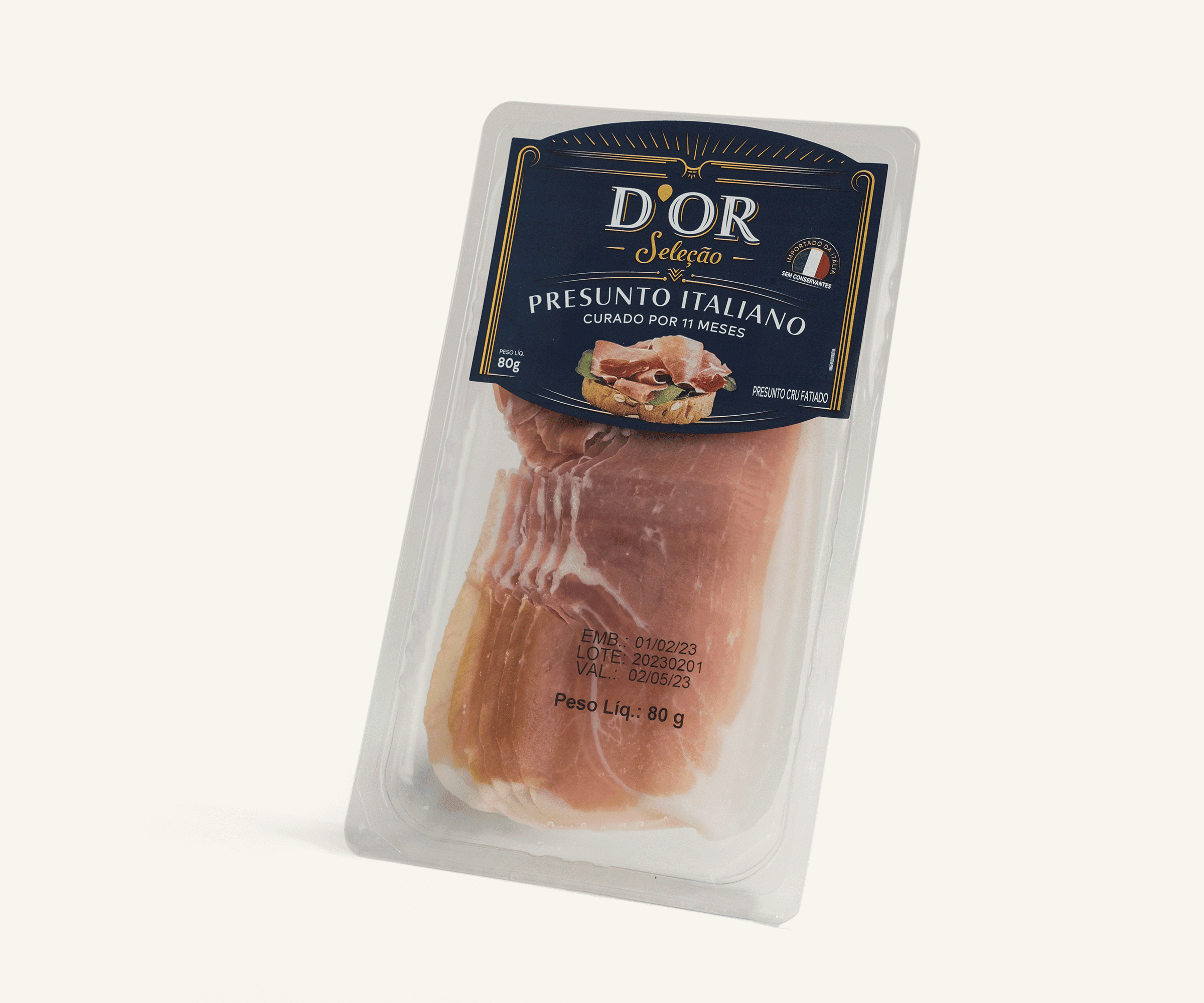 Presunto cru italiano fatiado 80g
