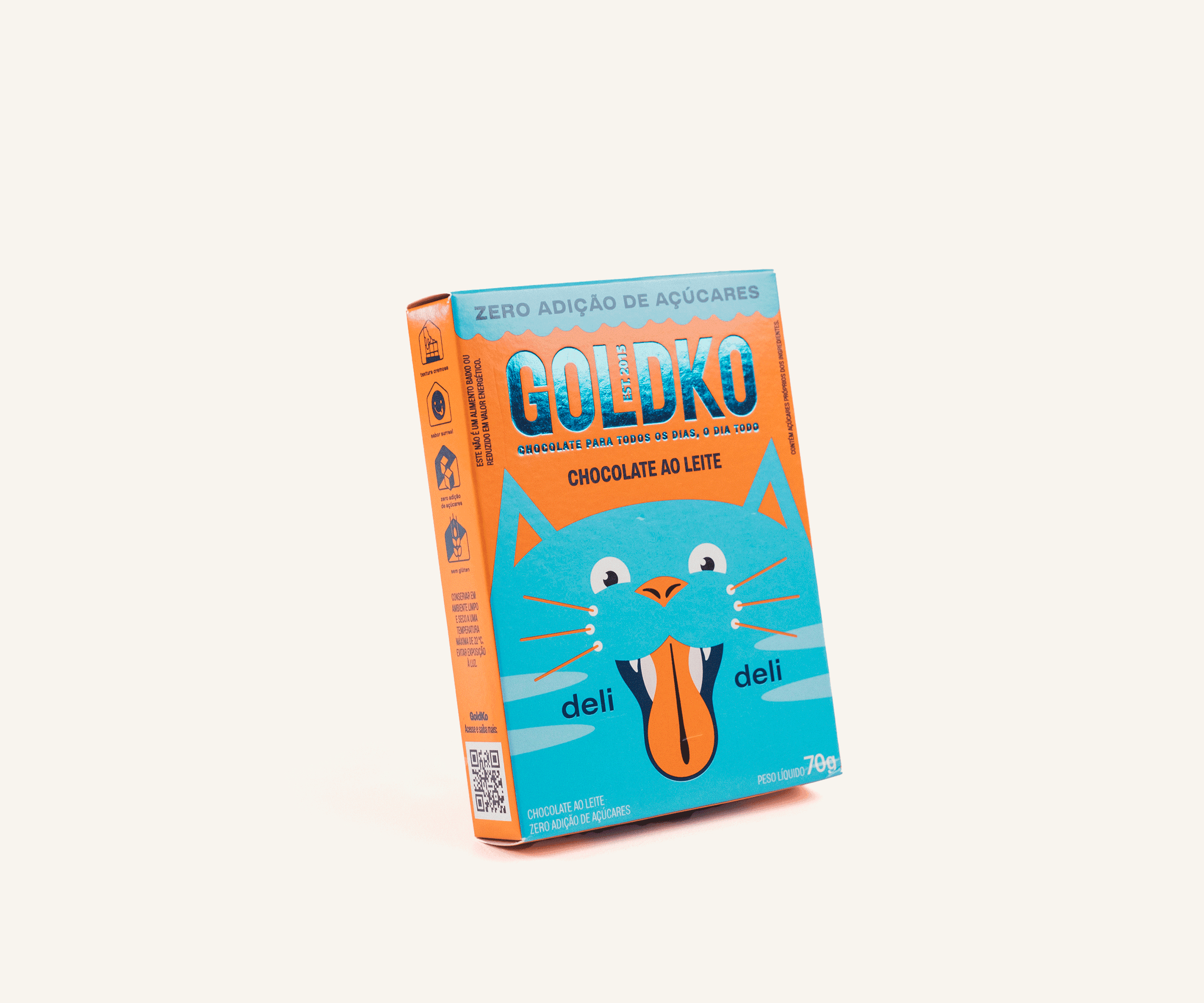 Chocolate ao leite zero adição de açúcares GoldKo 70g