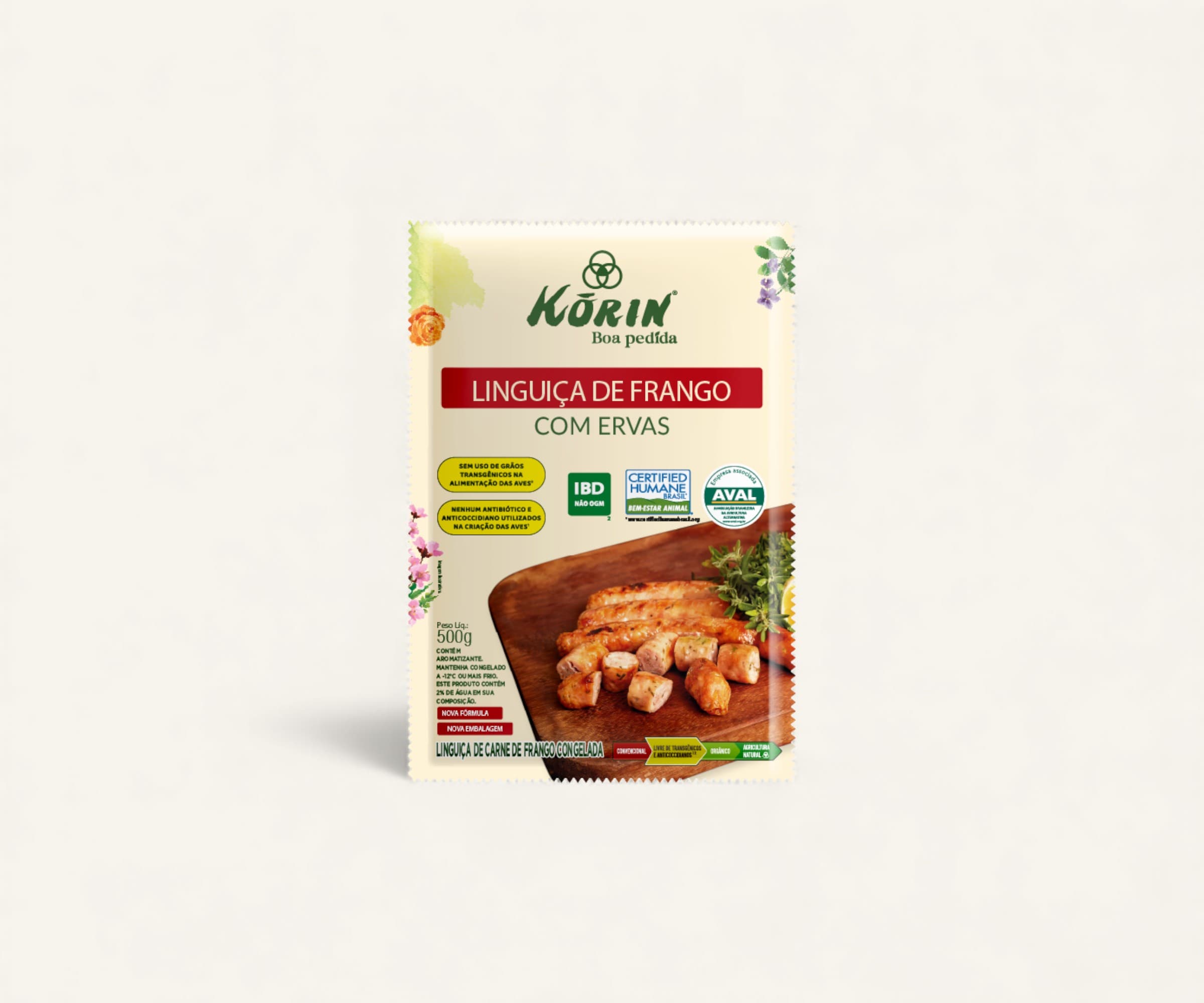 Linguiça de frango com ervas Korin 500g