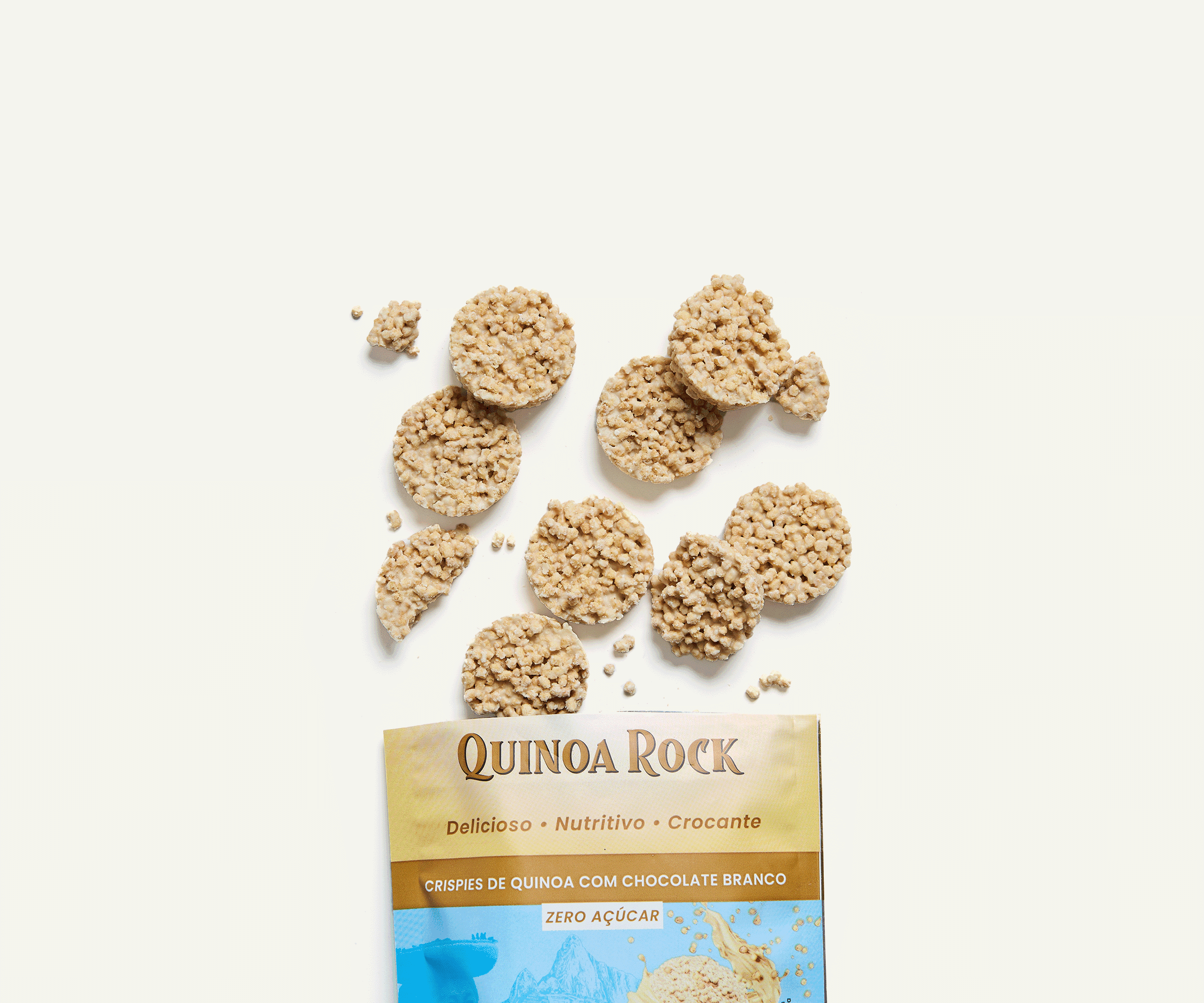 Crispies de quinoa com chocolate branco 60g