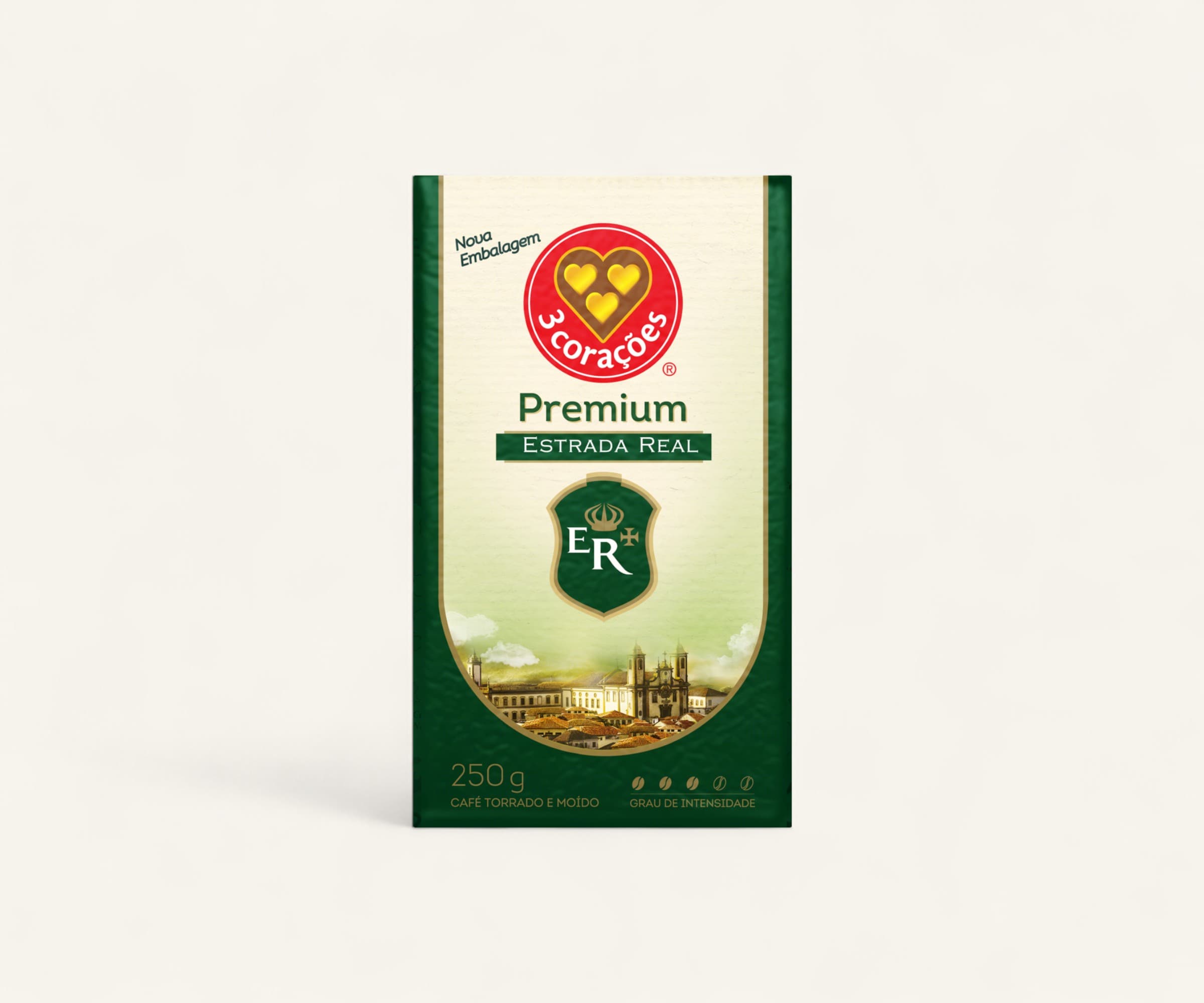 Café torrado e moído premium Estrada Real 3 Corações 250g