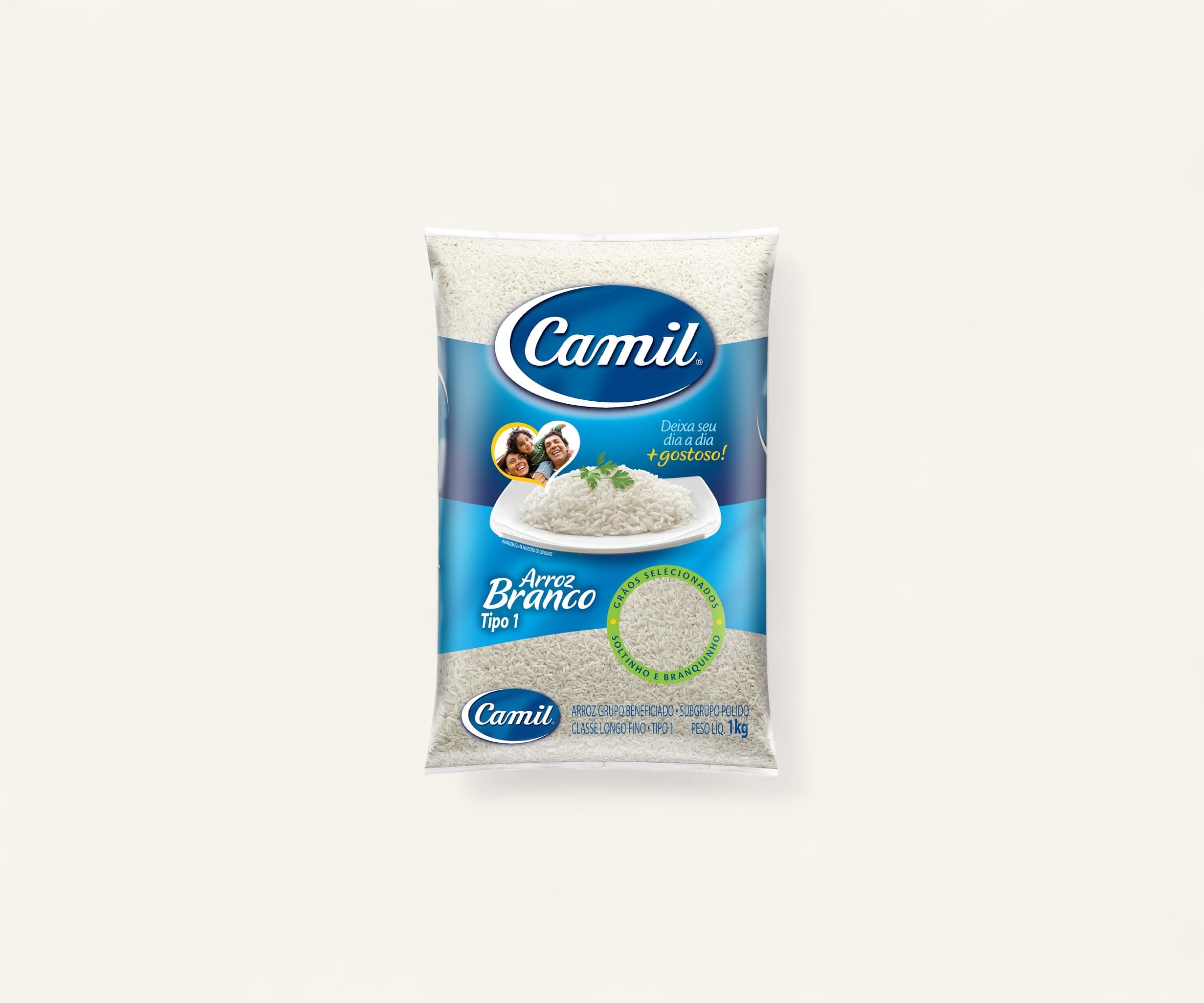 Arroz branco longo fino Camil 1kg