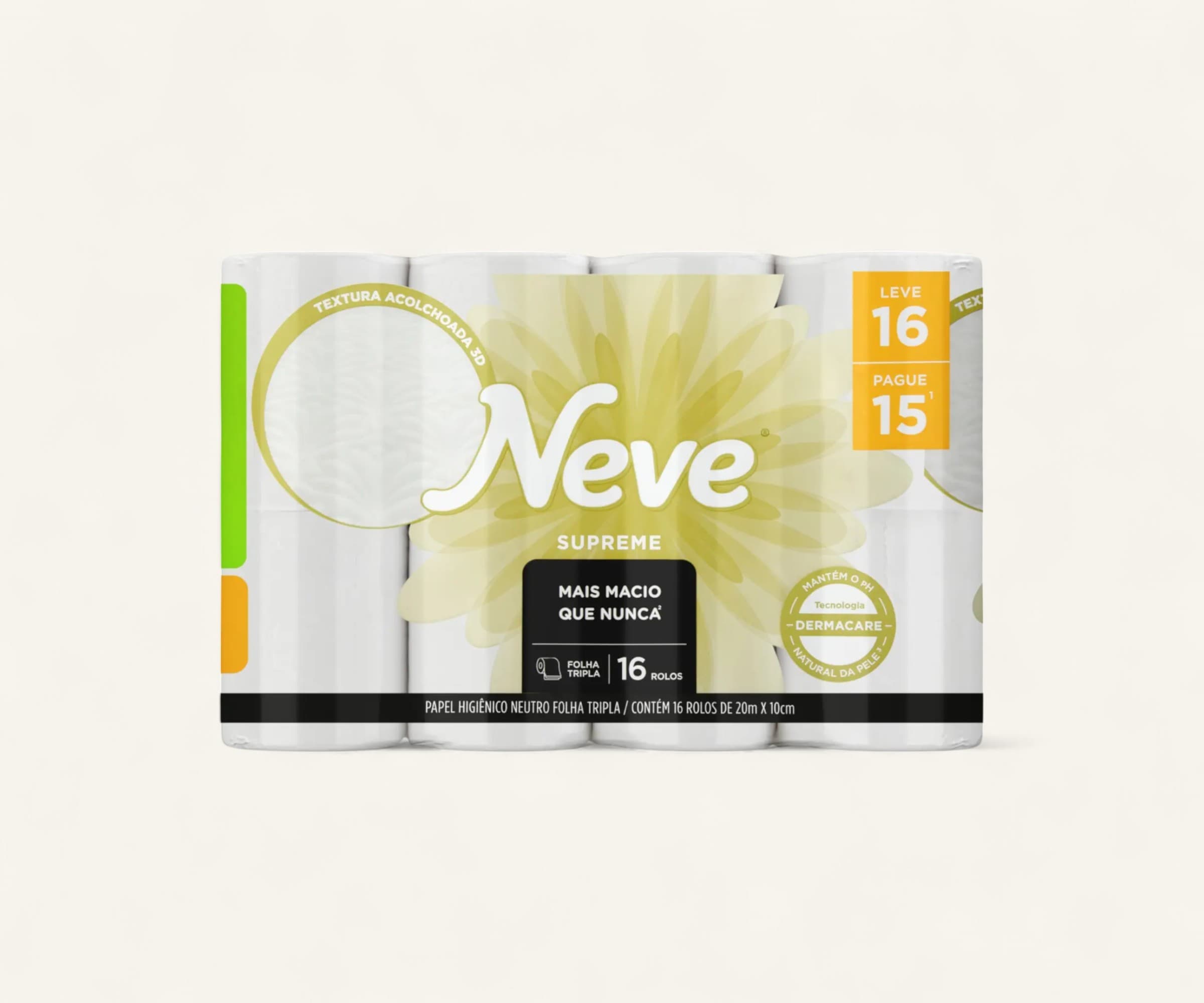 Papel higiênico folha tripla Supreme 20m Neve 16un