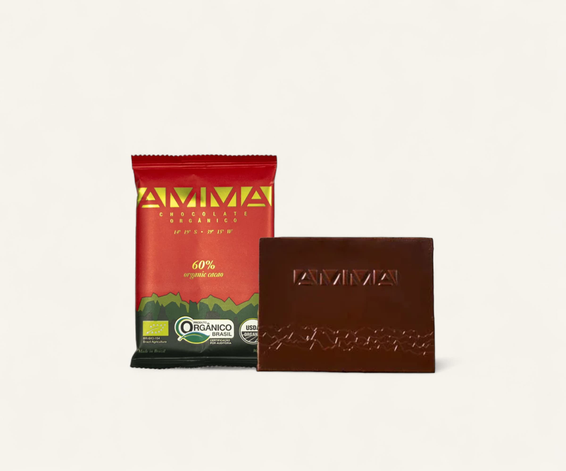 Chocolate orgânico 60% cacau AMMA 30g