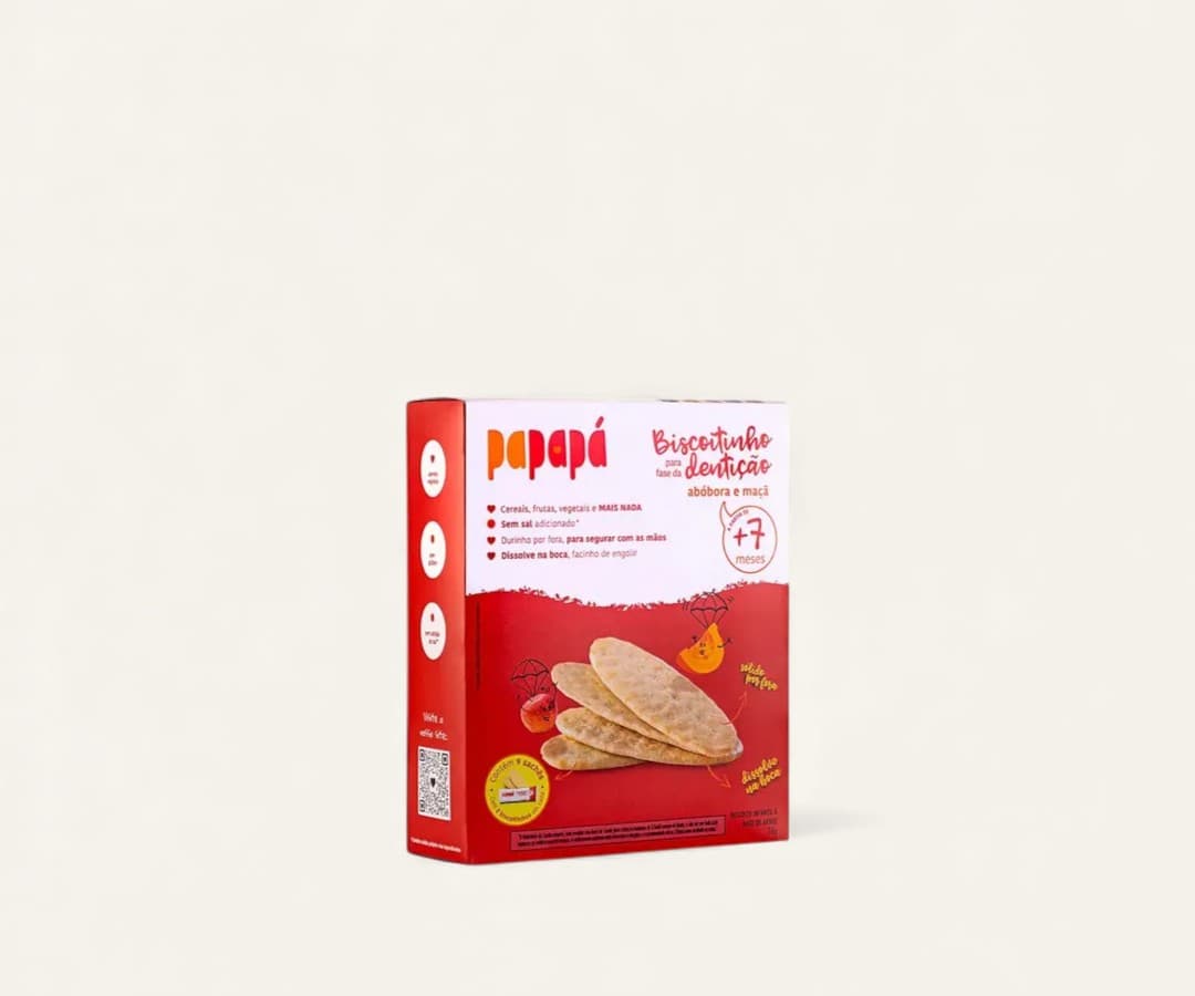 Biscoitinho para fase de dentição abóbora e maçã Papapá 36g