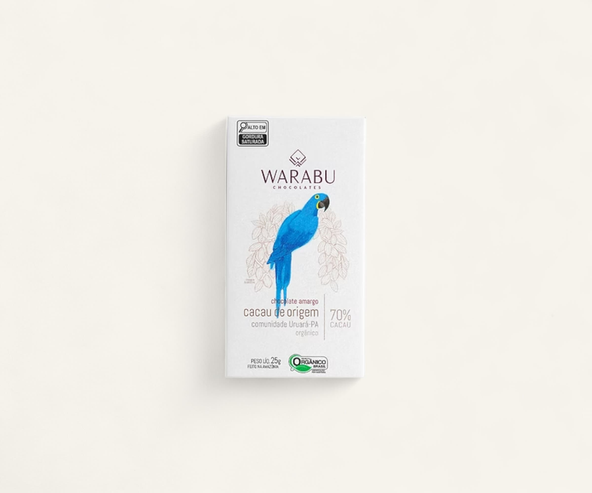Chocolate orgânico 70% cacau de origem comunidade Uruará-Pa Warabu 25g