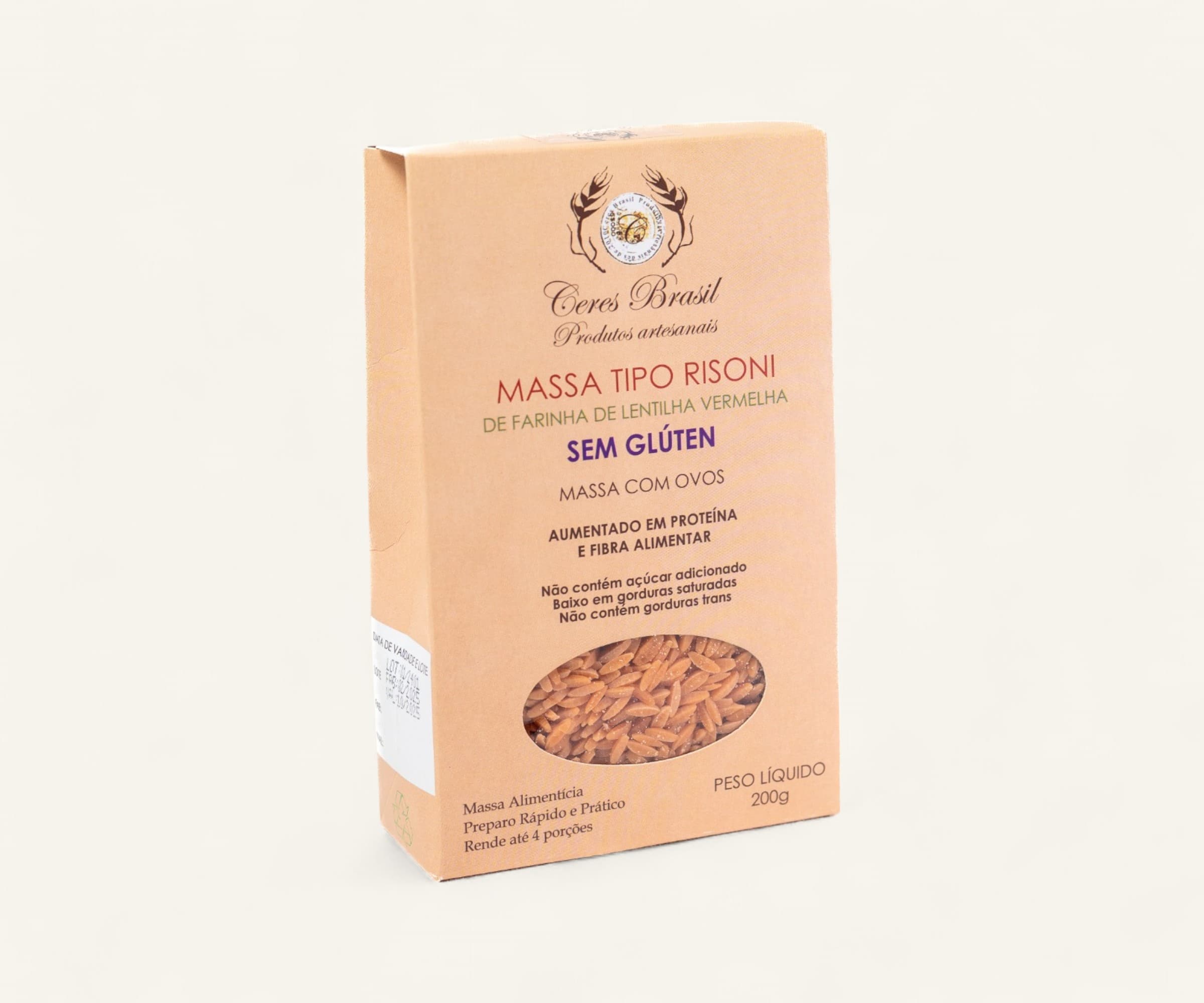 Macarrão risoni de lentilha vermelha 200g
