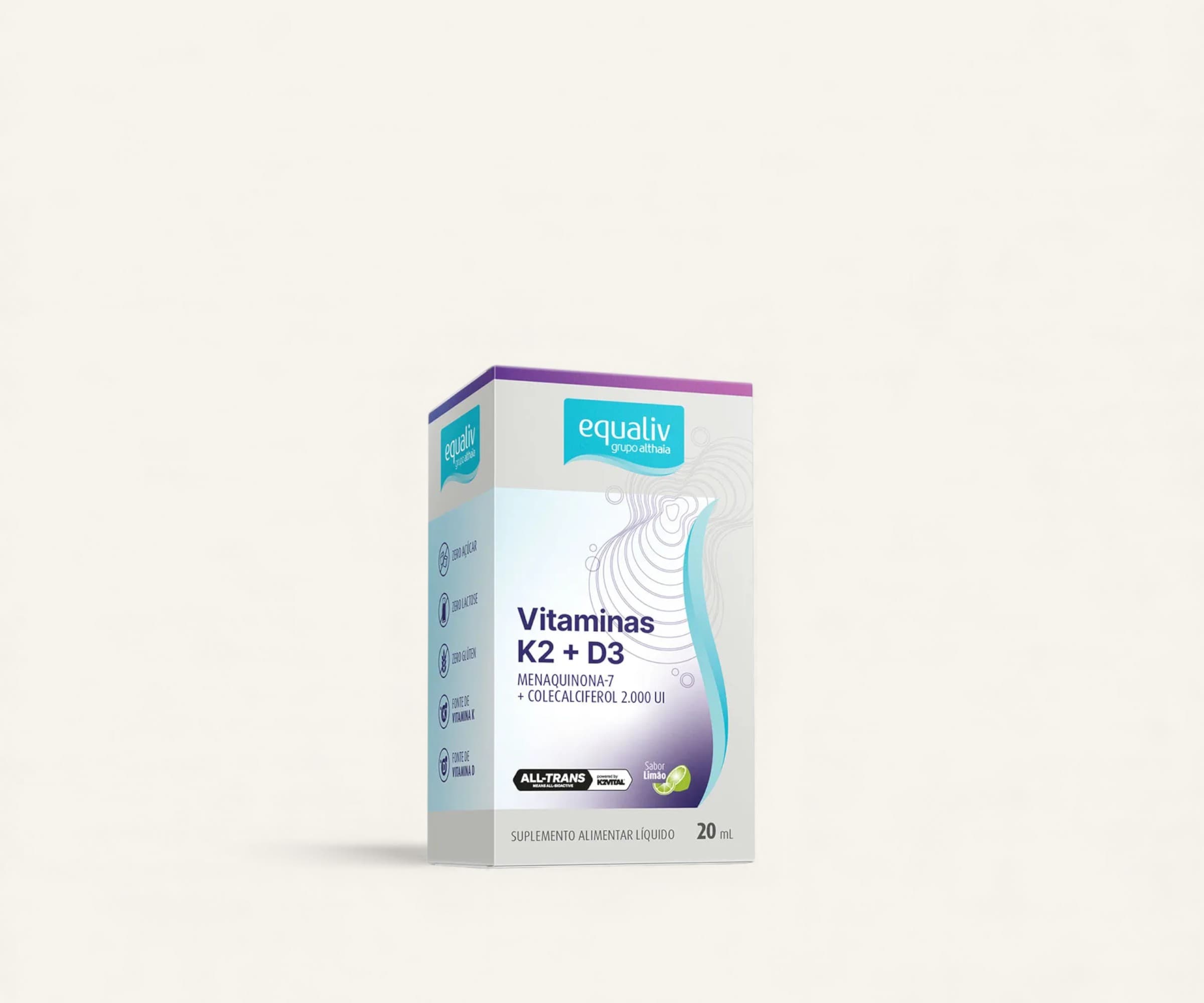 Vitaminas K2 + D3 sabor limão 20ml