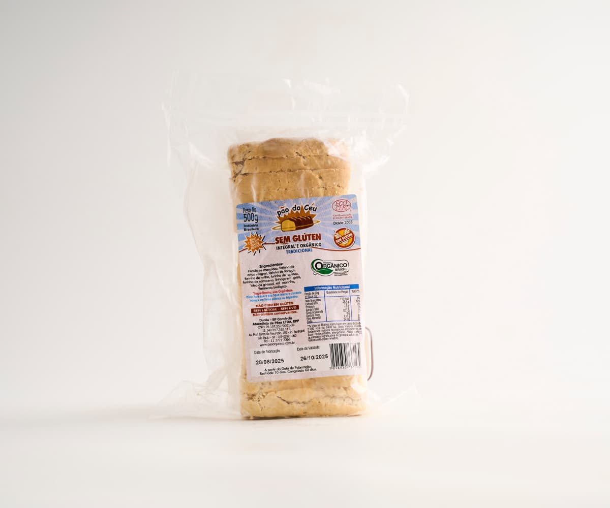 Pão sem glúten tradicional congelado 500g