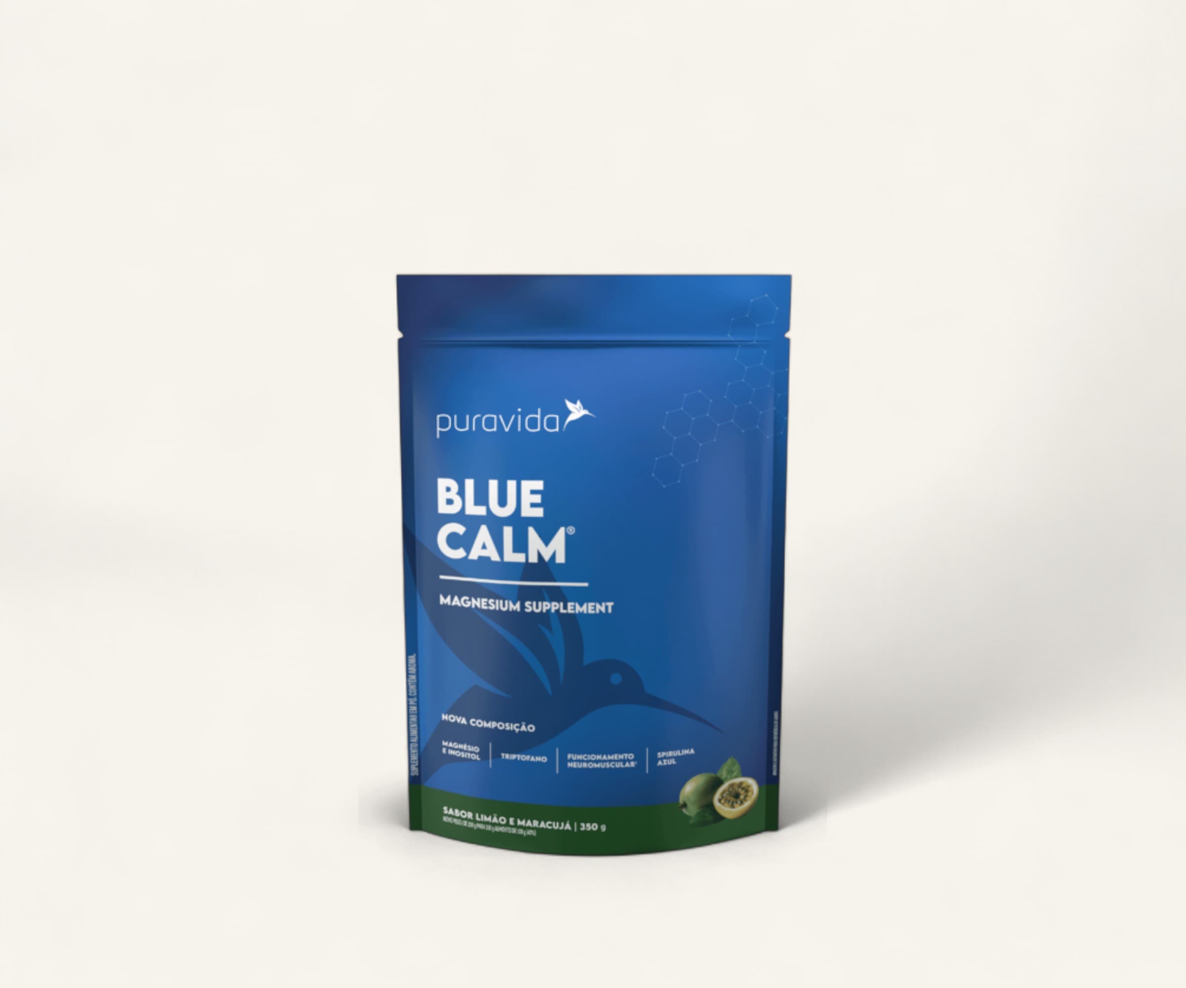 Suplemento de magnésio Blue Calm sabor limão e maracujá 350g