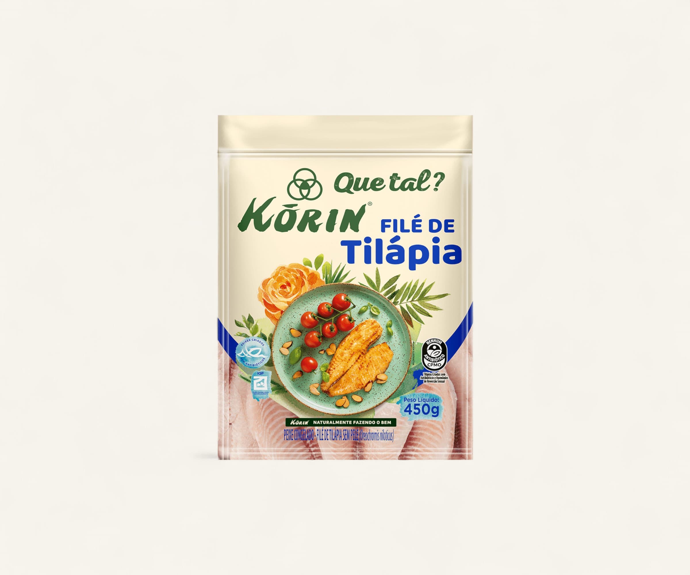 Filé de tilápia sem pele congelado 450g