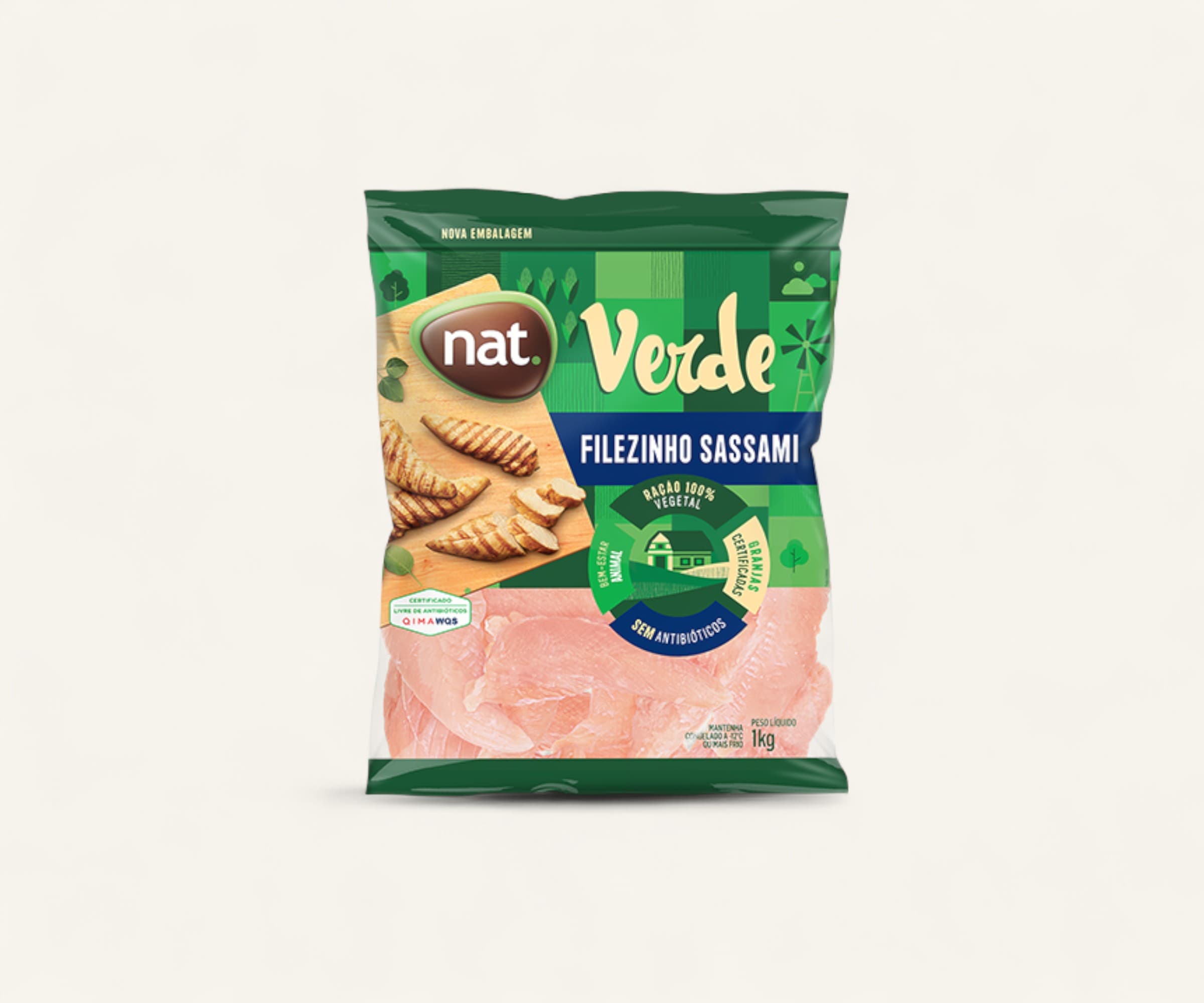 Filezinho sassame de frango nat. verde 1kg