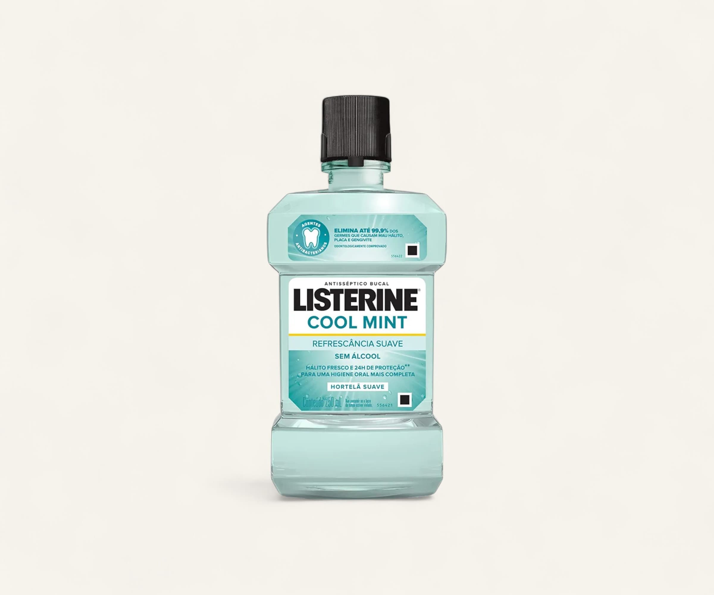 Enxaguante bucal cool mint zero álcool menta suave Listerine 250ml